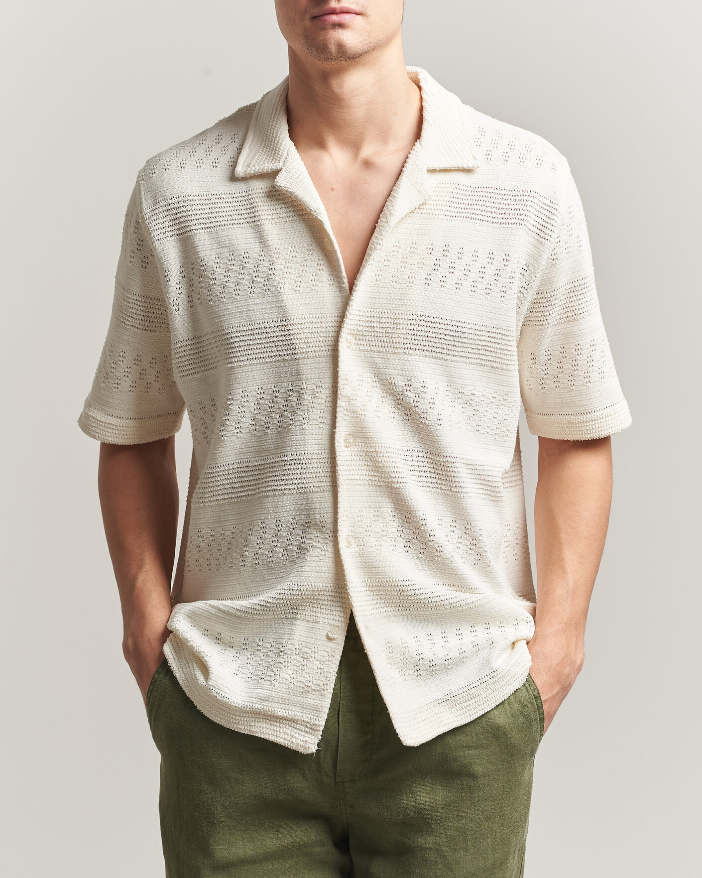 Men | Shirts | Samsøe Samsøe | Martin Knitted Short Sleeve Shirt Clear Cream
