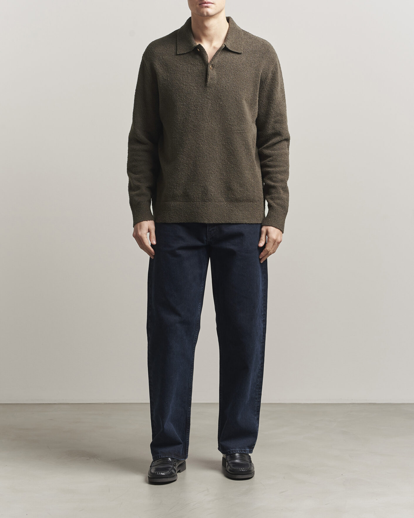 Men | Sweaters & Knitwear | Samsøe Samsøe | Nino Knitted Polo Black Olive
