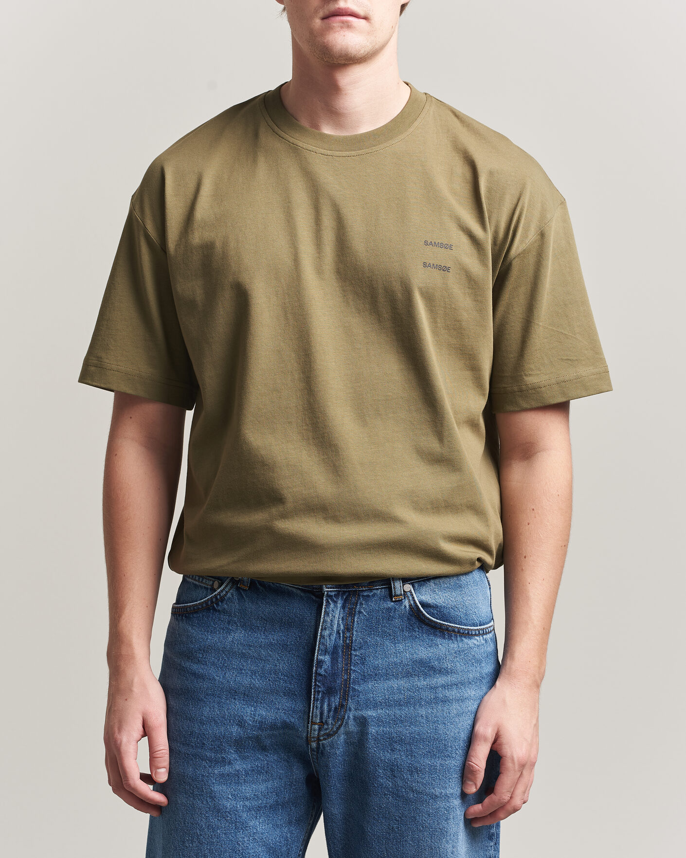 Men | T-Shirts | Samsøe Samsøe | Joel Organic Cotton T-Shirt Burnt Olive