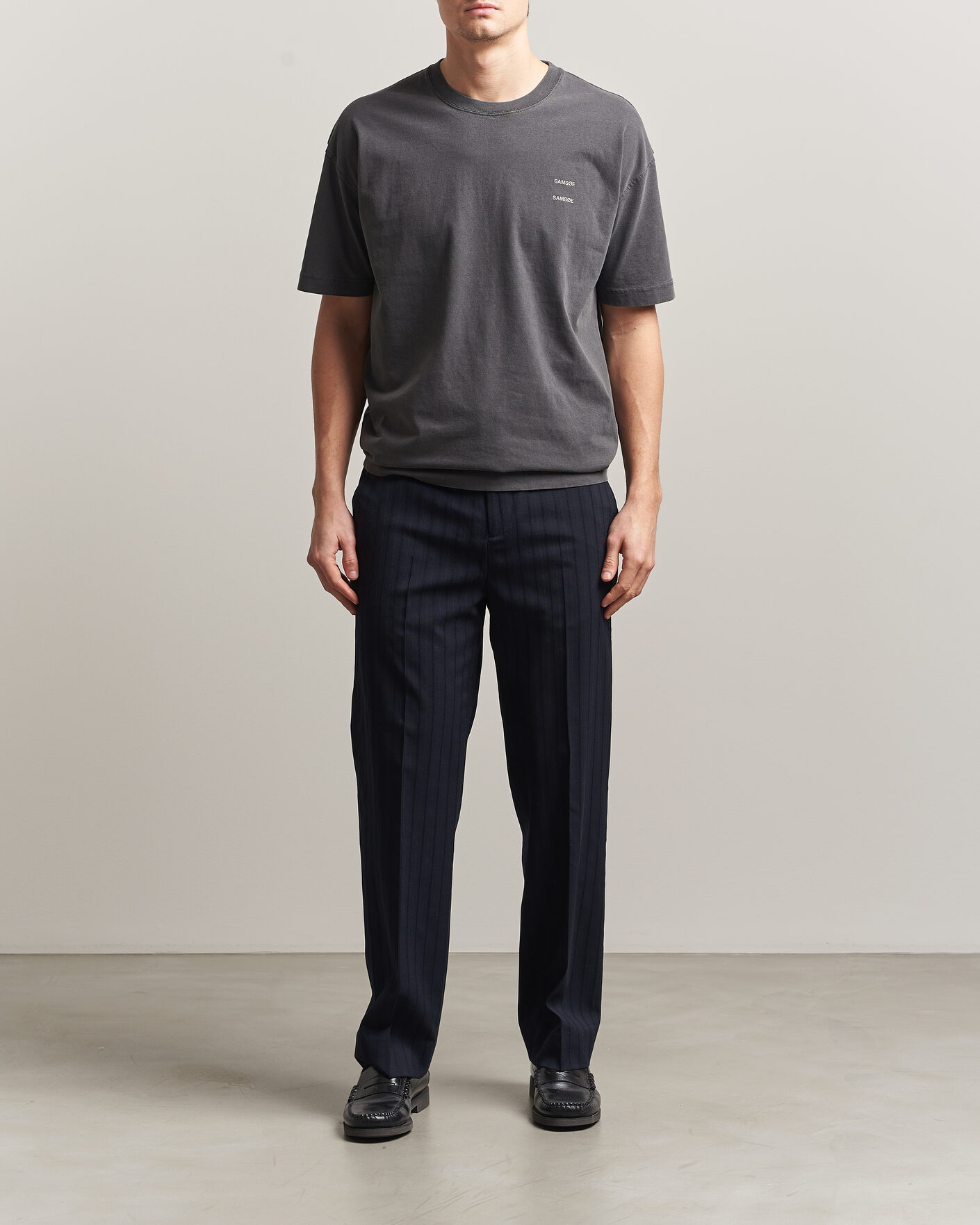 Men | T-Shirts | Samsøe Samsøe | Joel Washed Organic Cotton T-Shirt Black