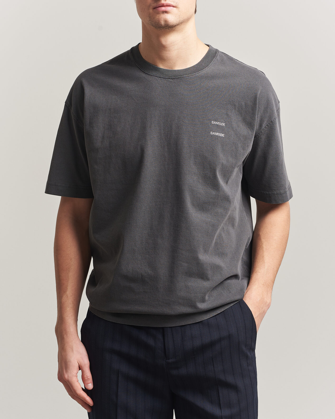 Men | T-Shirts | Samsøe Samsøe | Joel Washed Organic Cotton T-Shirt Black