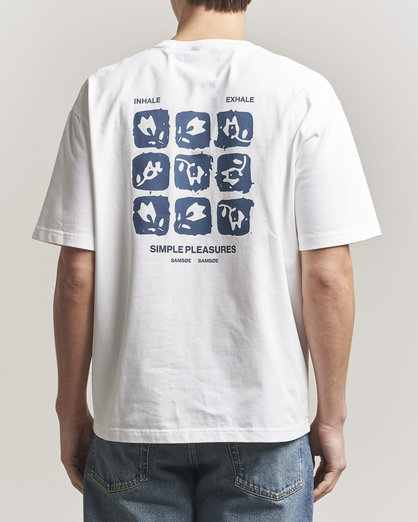 Men | T-Shirts | Samsøe Samsøe | Cohen Printed Crew Neck T-Shirt White