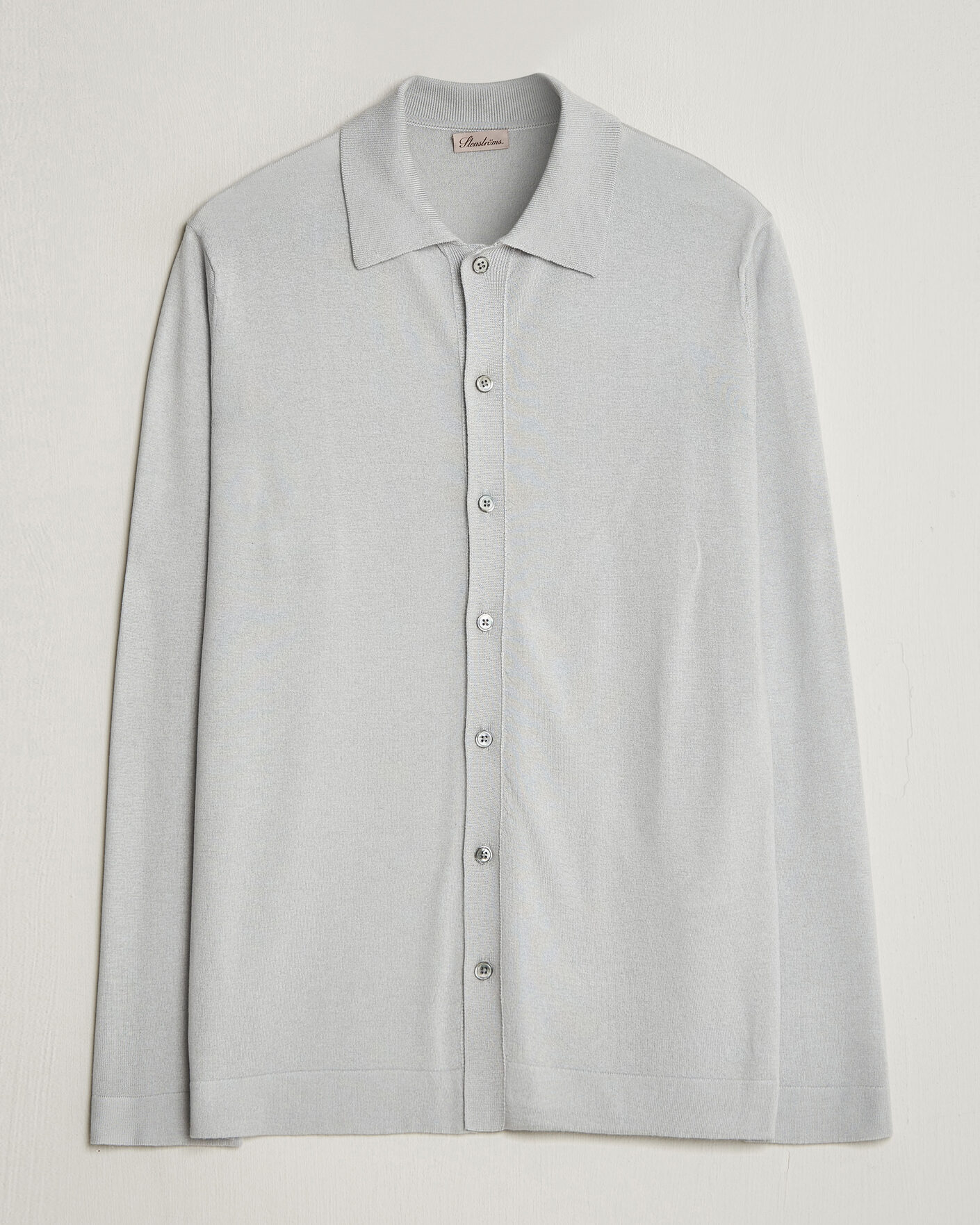 Men | Sweaters & Knitwear | Stenströms | Silk/Cashmere Cardigan Light Grey