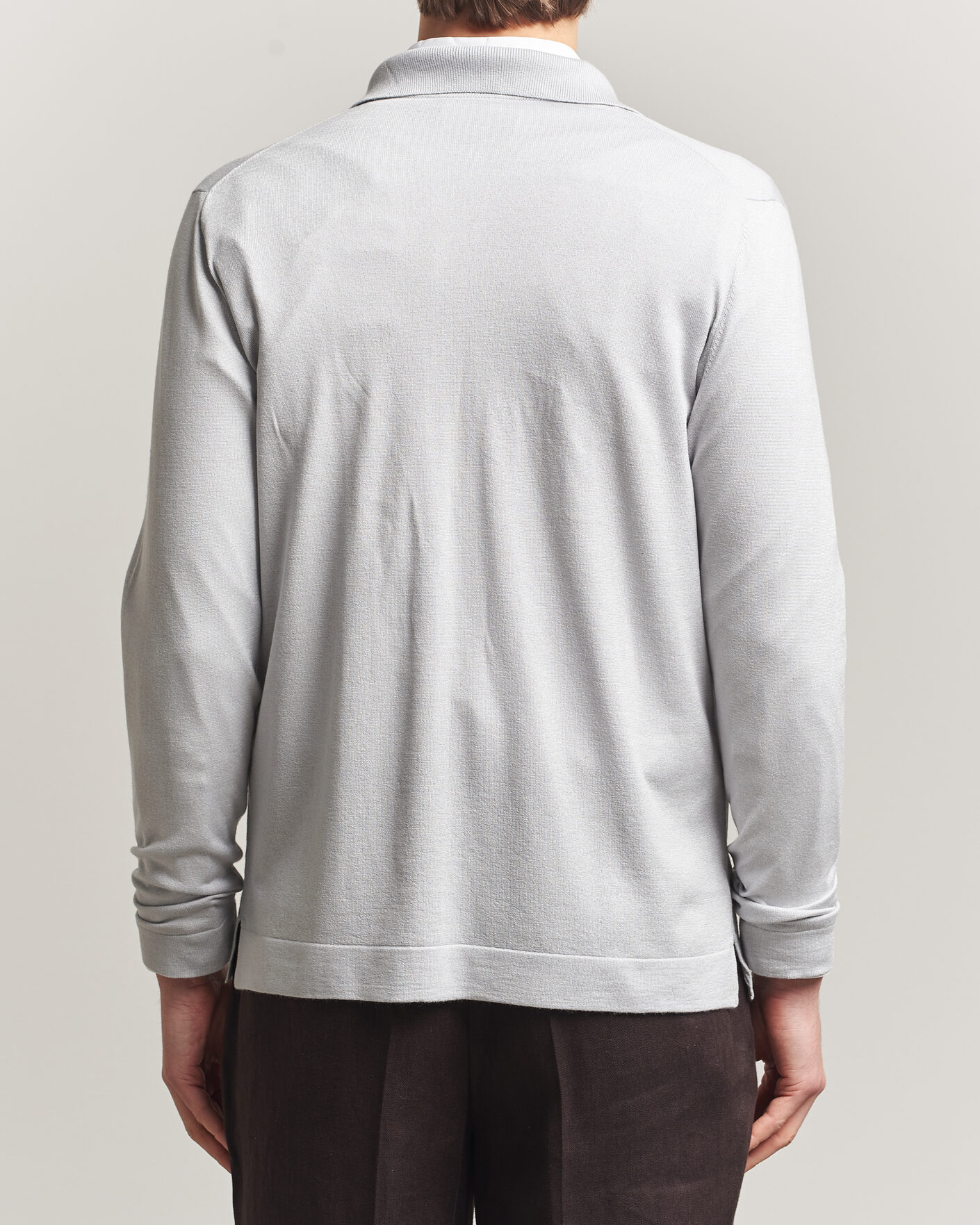 Men | Sweaters & Knitwear | Stenströms | Silk/Cashmere Cardigan Light Grey