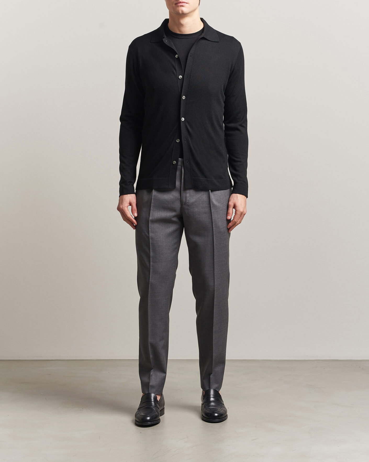 Men | Sweaters & Knitwear | Stenströms | Silk/Cashmere Cardigan Black
