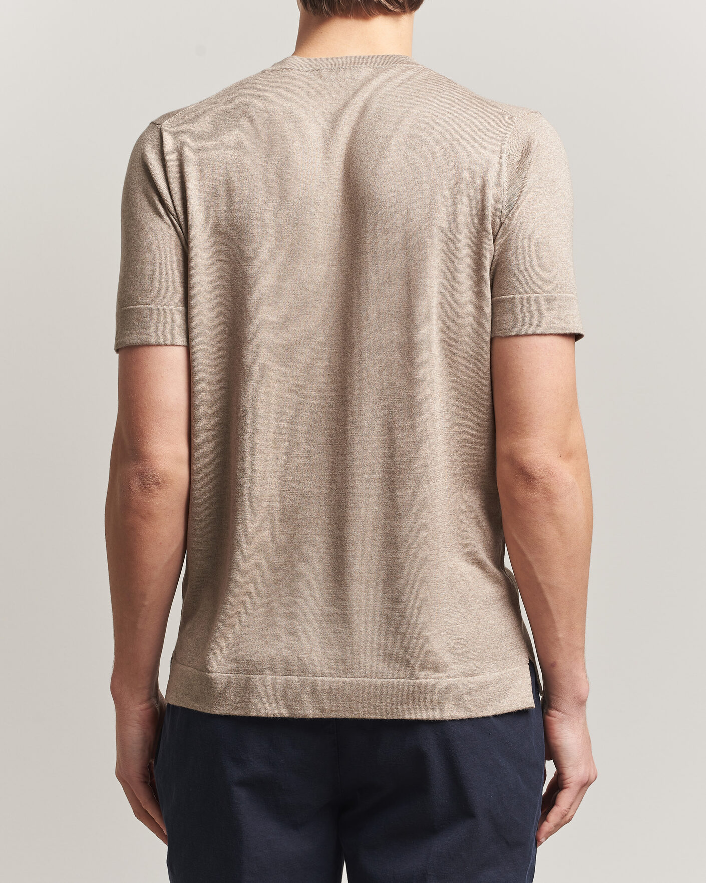 Men | T-Shirts | Stenströms | Silk/Cashmere T-Shirt Taupe