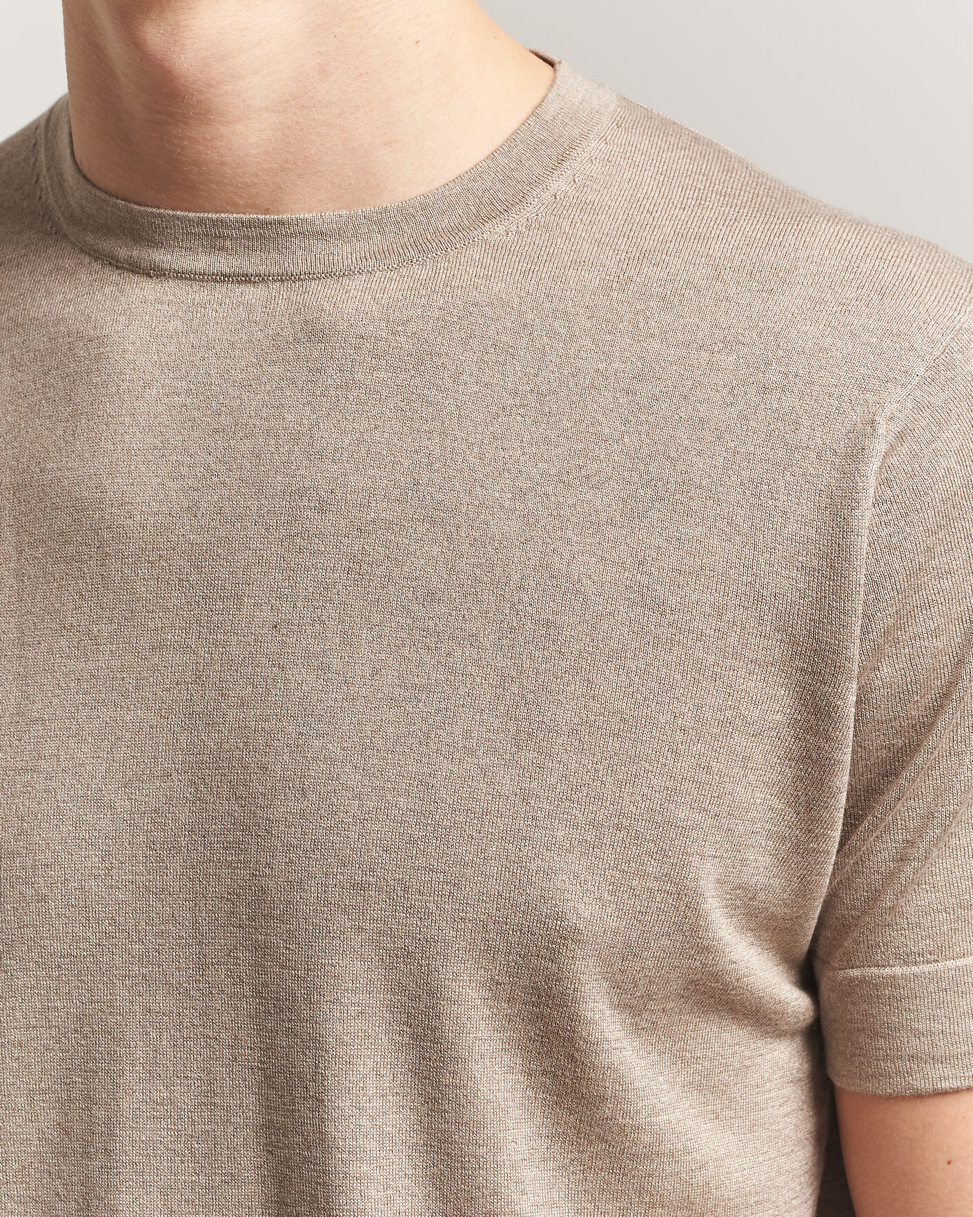 Men | T-Shirts | Stenströms | Silk/Cashmere T-Shirt Taupe