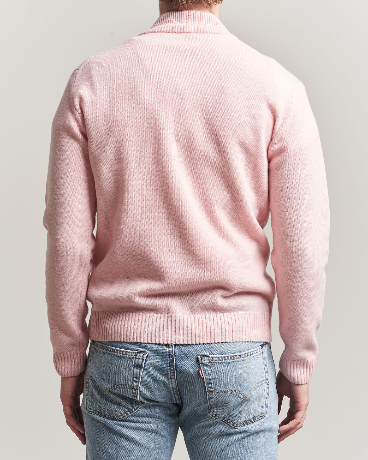 Men | Sweaters & Knitwear | Stenströms | Brushed Merino Full Zip Pink