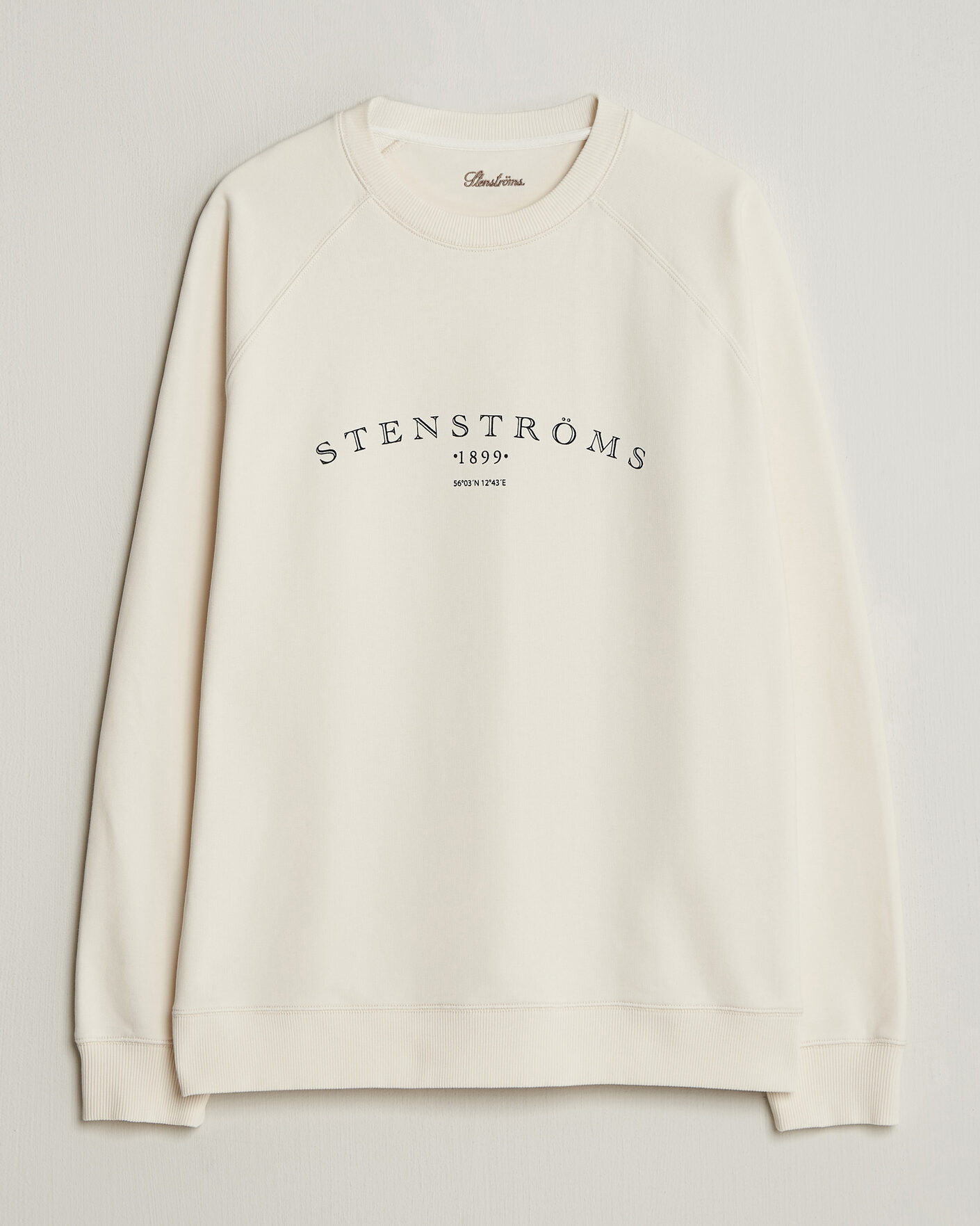 Men | Sweaters & Knitwear | Stenströms | Raglan Crew Logo Sweater White