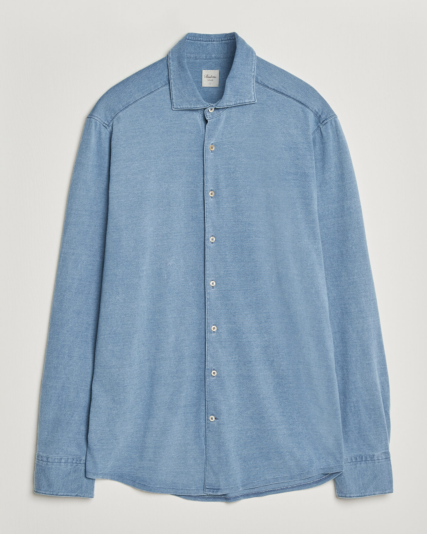 Men | Shirts | Stenströms | Jersey Denim Shirt Blue