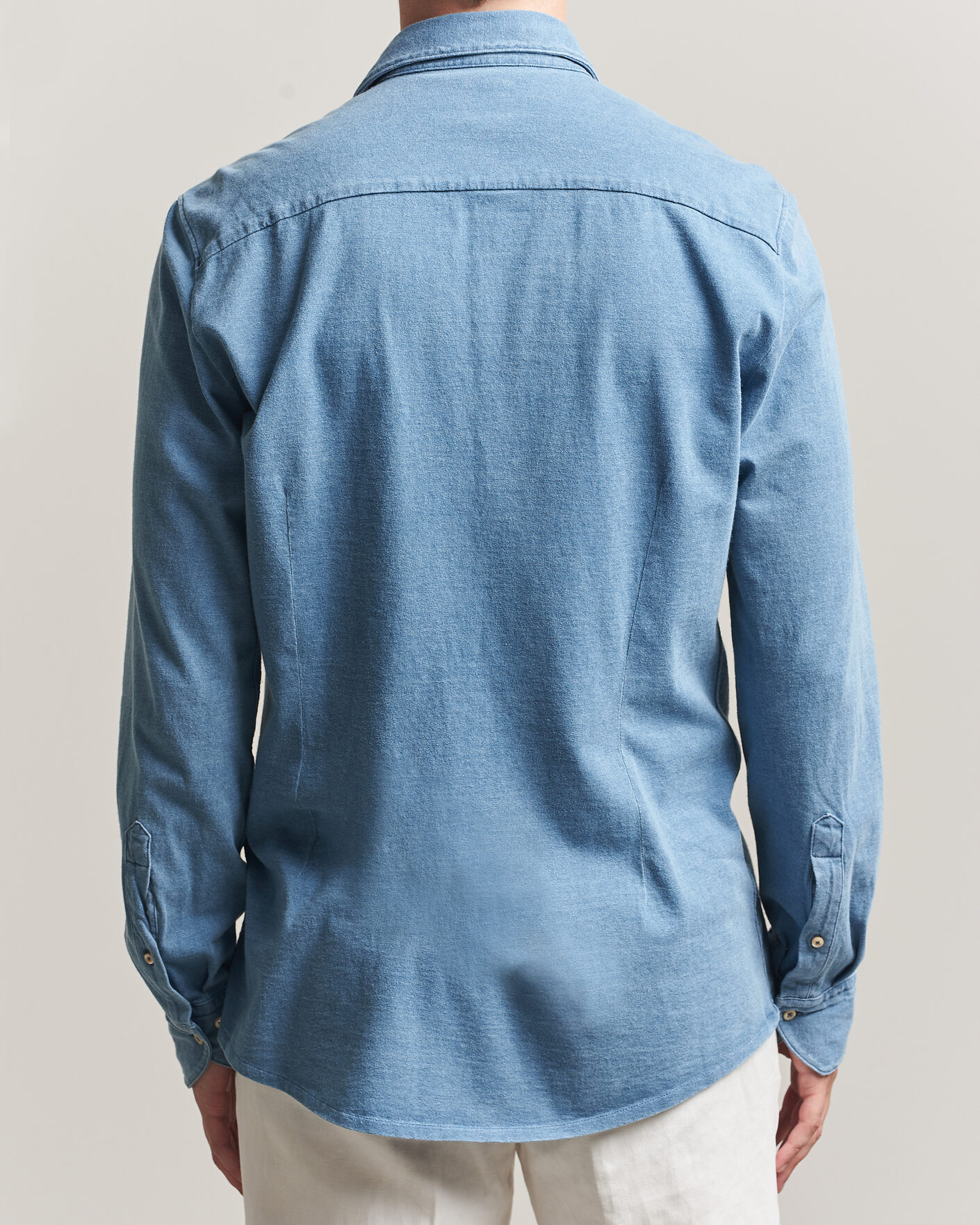 Men | Shirts | Stenströms | Jersey Denim Shirt Blue