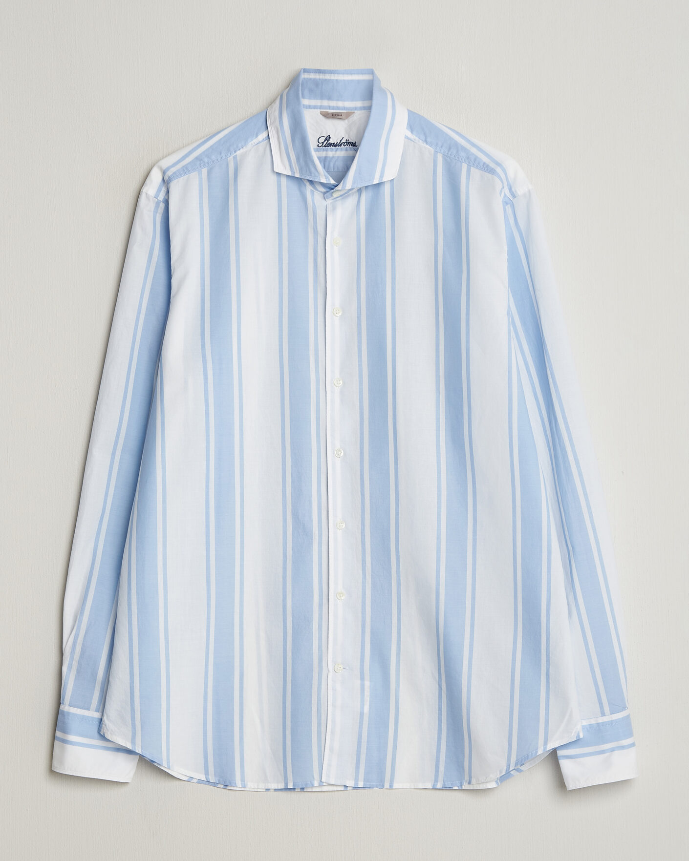Men | Shirts | Stenströms | Regular Fit Thin Poplin Stripe Shirt Blue
