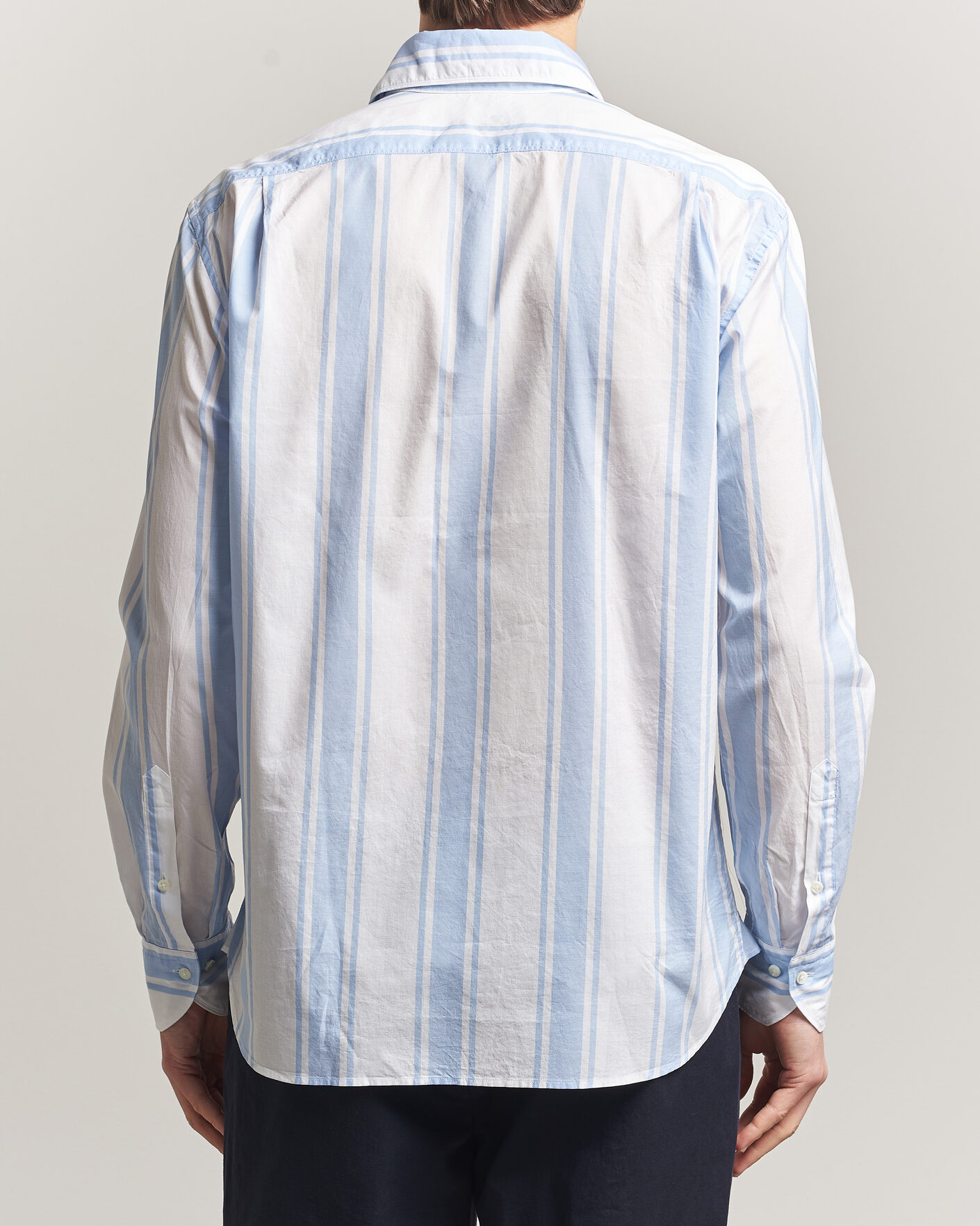Men | Shirts | Stenströms | Regular Fit Thin Poplin Stripe Shirt Blue