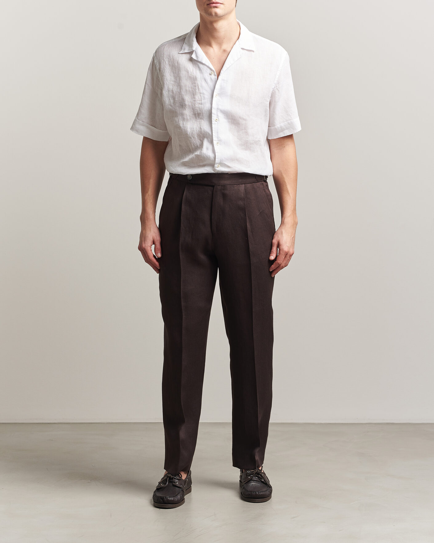 Men | Shirts | Stenströms | Short Sleeve Linen Shirt White