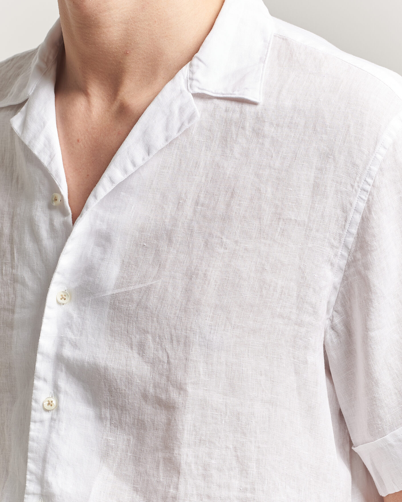 Men | Shirts | Stenströms | Short Sleeve Linen Shirt White