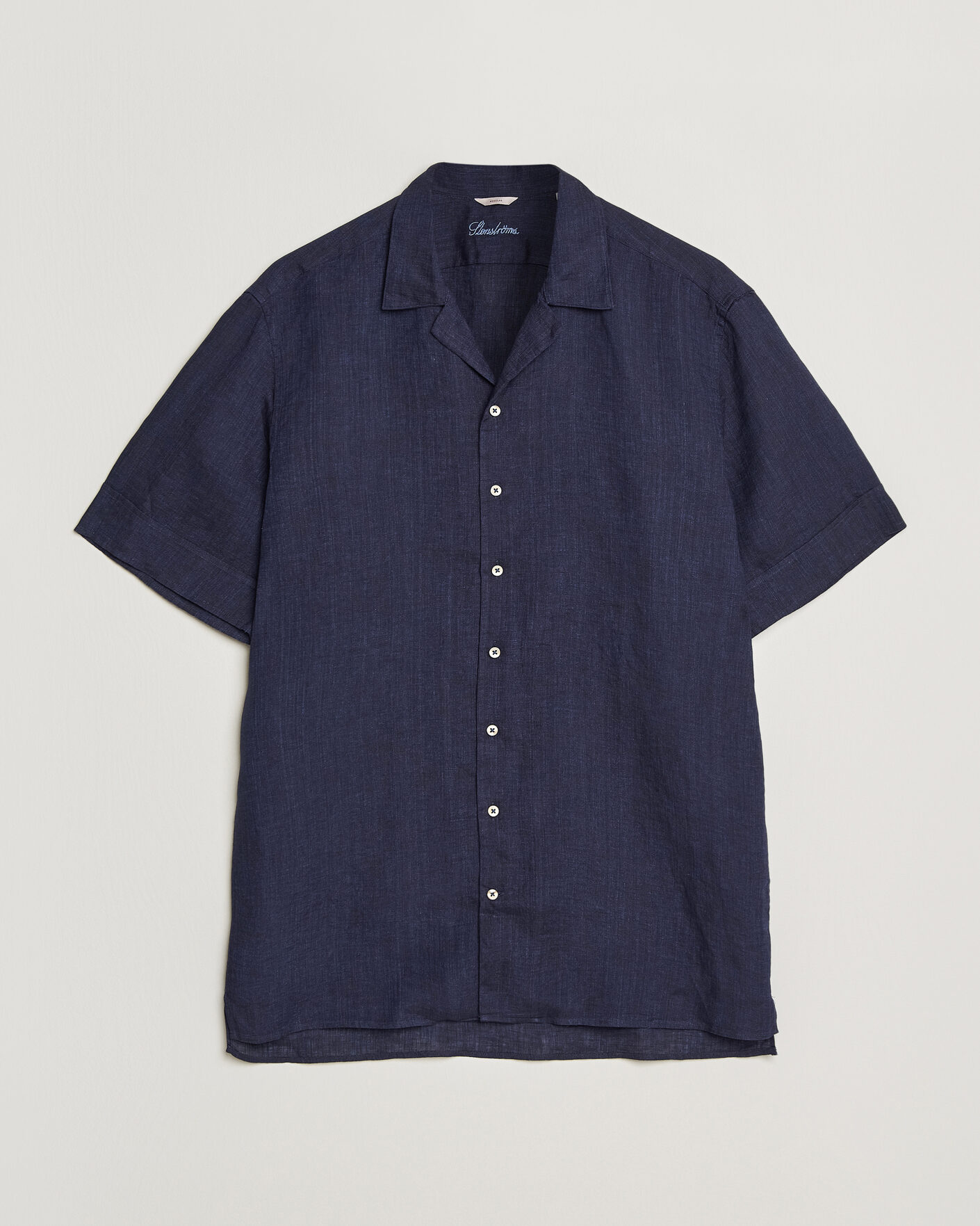 Men | Shirts | Stenströms | Short Sleeve Linen Shirt Navy
