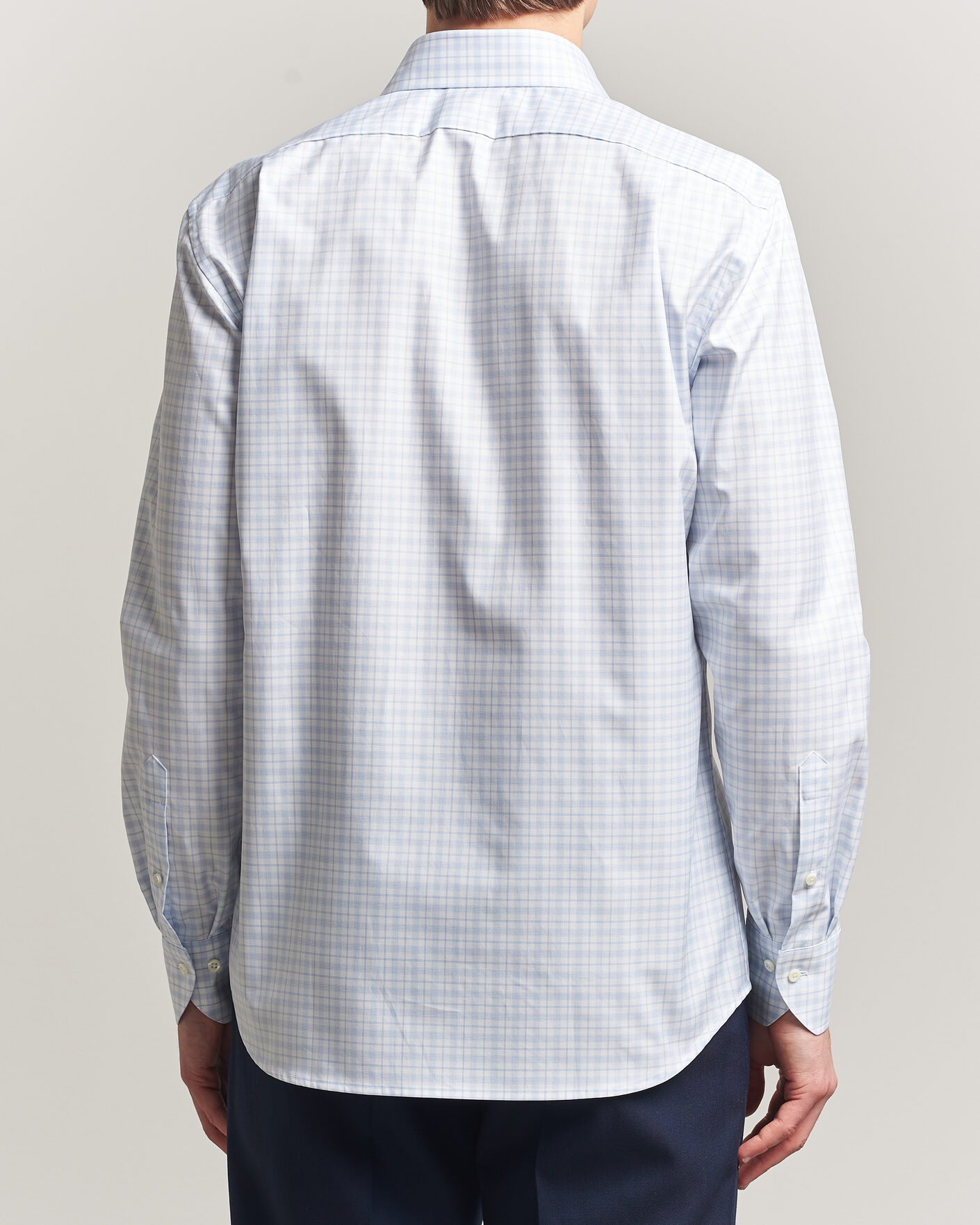 Men | Shirts | Stenströms | Regular Fit Checked Twill Shirt Light Blue