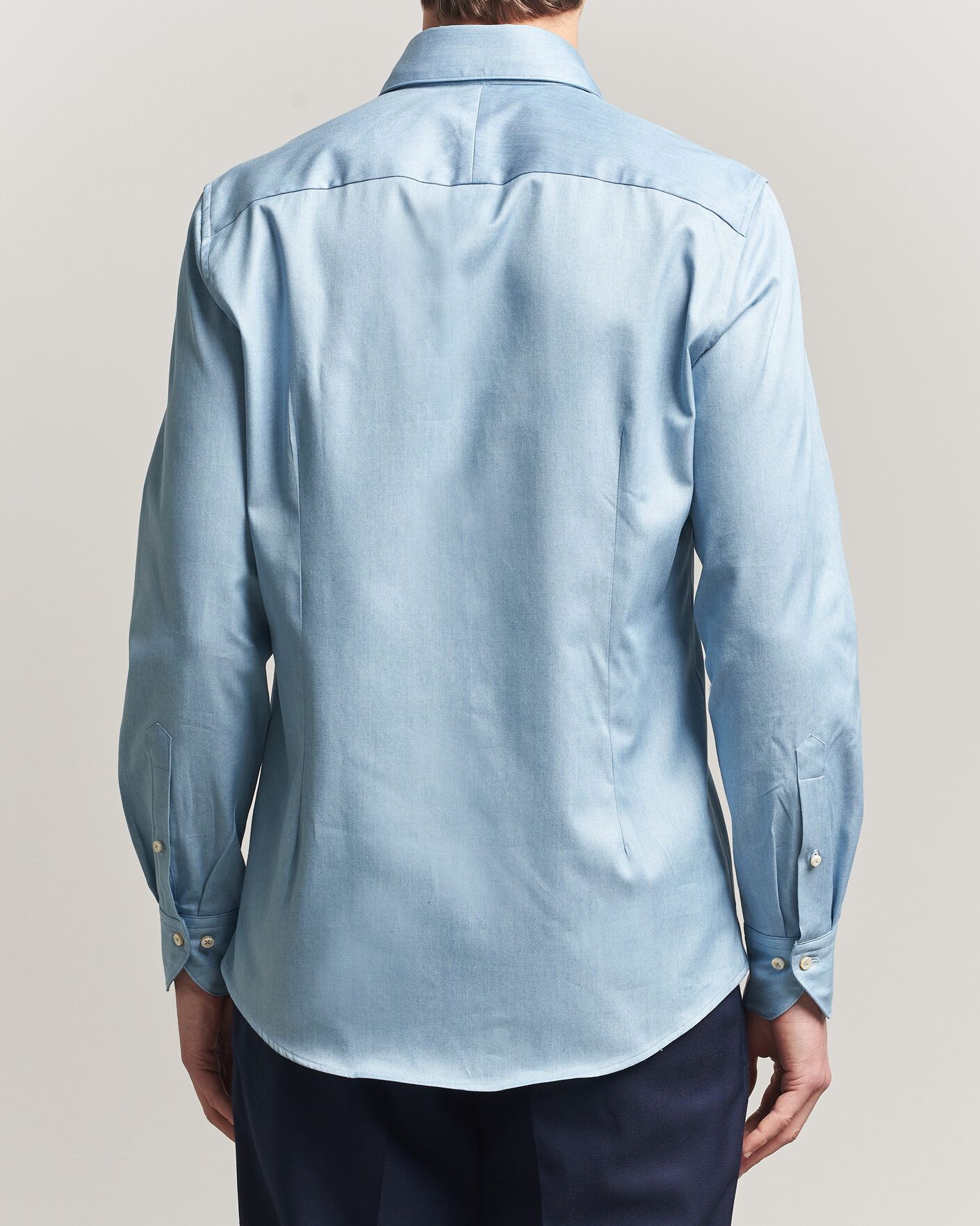 Men | Shirts | Stenströms | 1899 Slim One Piece Washed Denim Shirt Blue