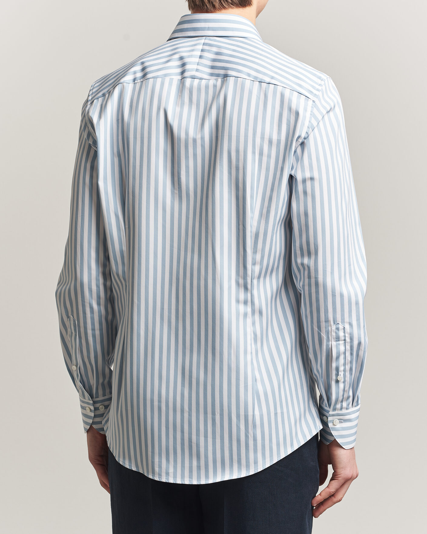 Men | Shirts | Stenströms | 1899 Cotton Twill Striped Shirt Blue