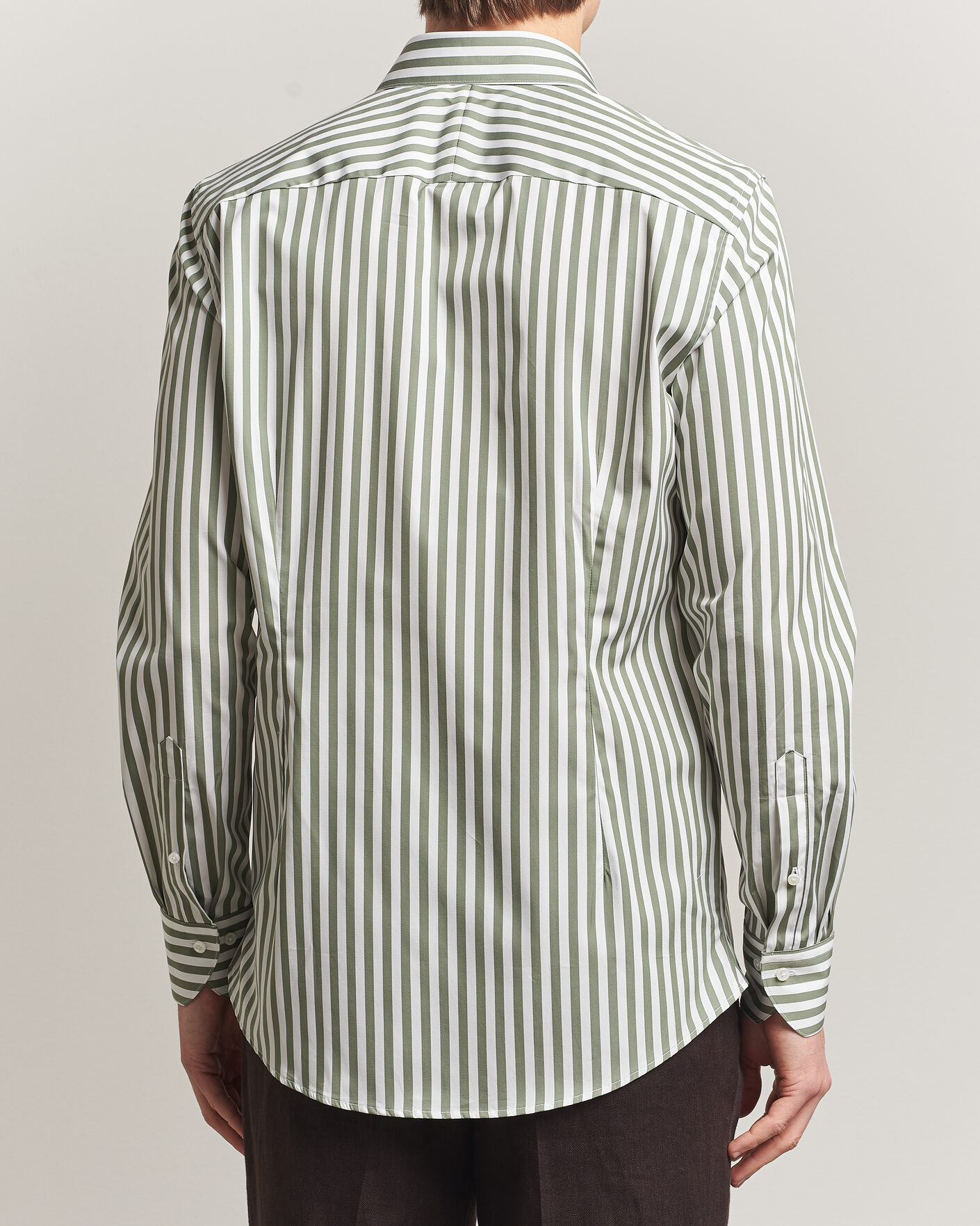 Men | Shirts | Stenströms | 1899 Cotton Twill Striped Shirt Green