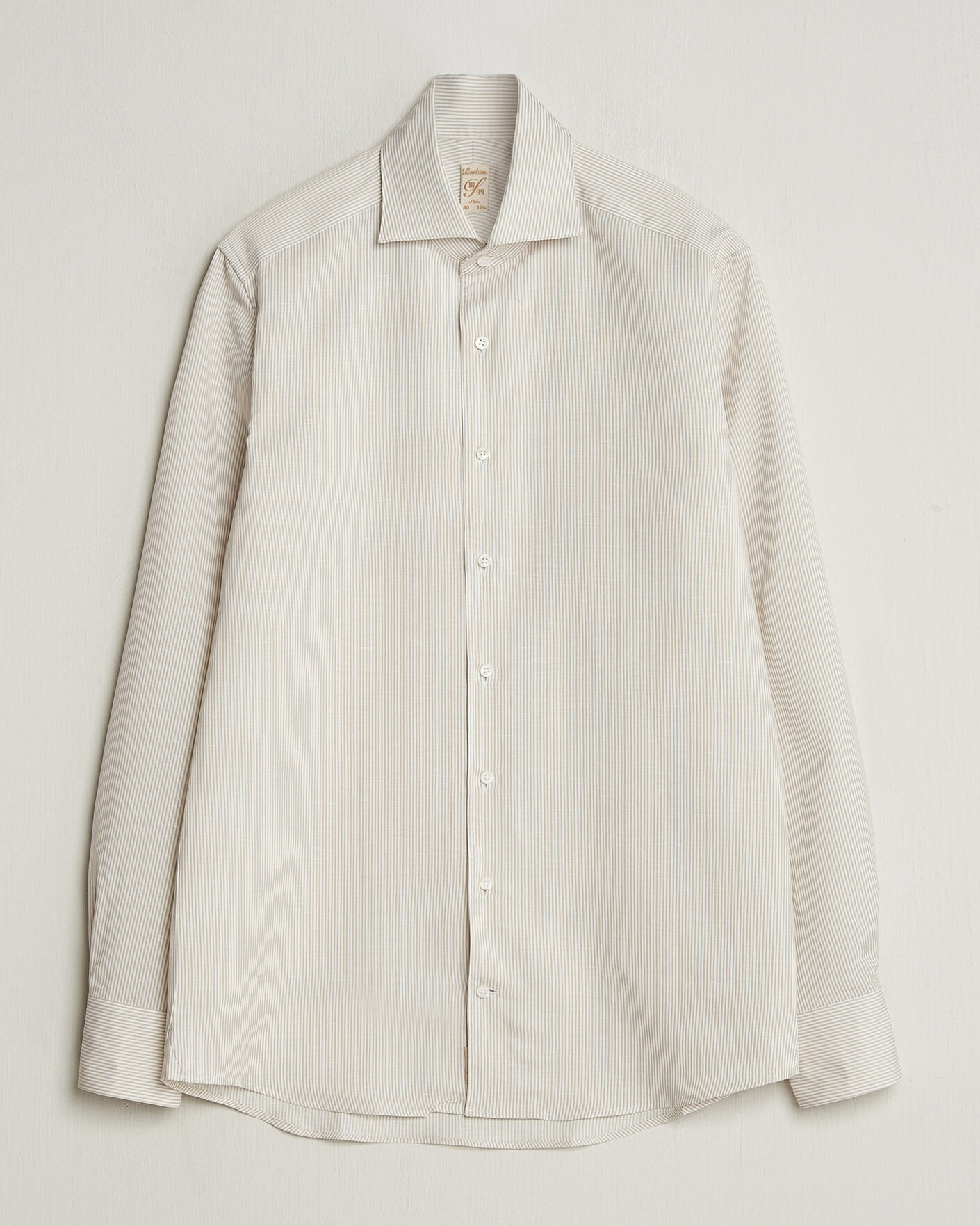 Men | Shirts | Stenströms | 1899 Cotton/Linen/Silk Striped Shirt Beige
