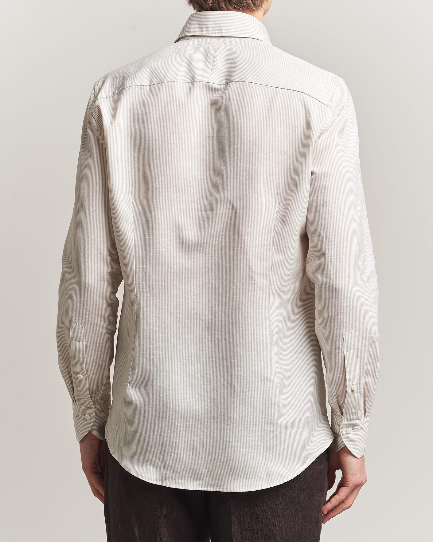 Men | Shirts | Stenströms | 1899 Cotton/Linen/Silk Striped Shirt Beige