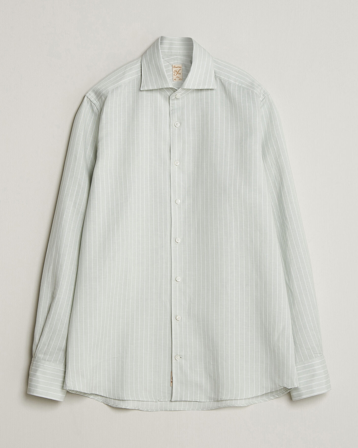Men | Shirts | Stenströms | 1899 Cotton/Linen/Silk Striped Shirt Green