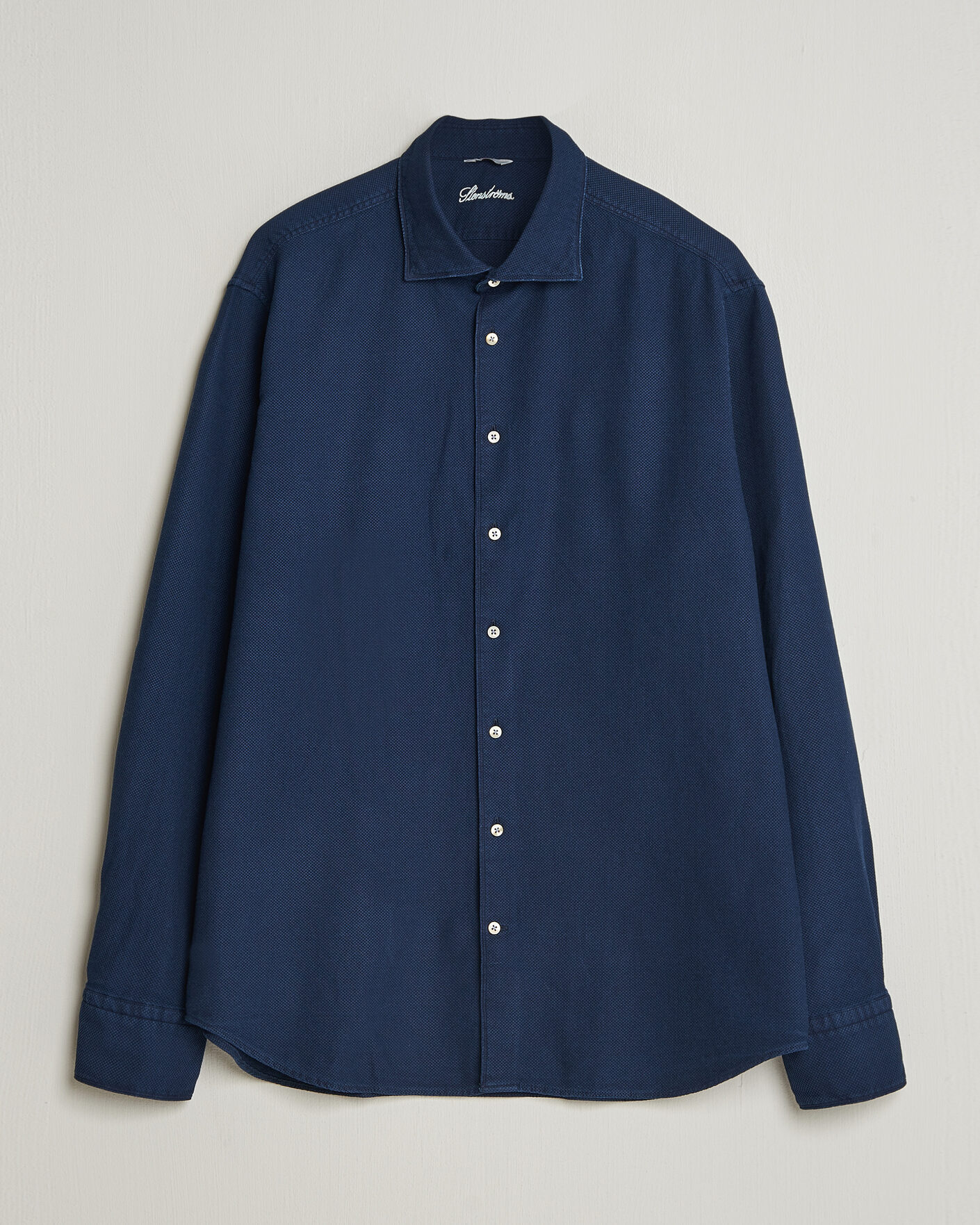 Men | Shirts | Stenströms | Regular Fit Structured Denim Shirt Navy