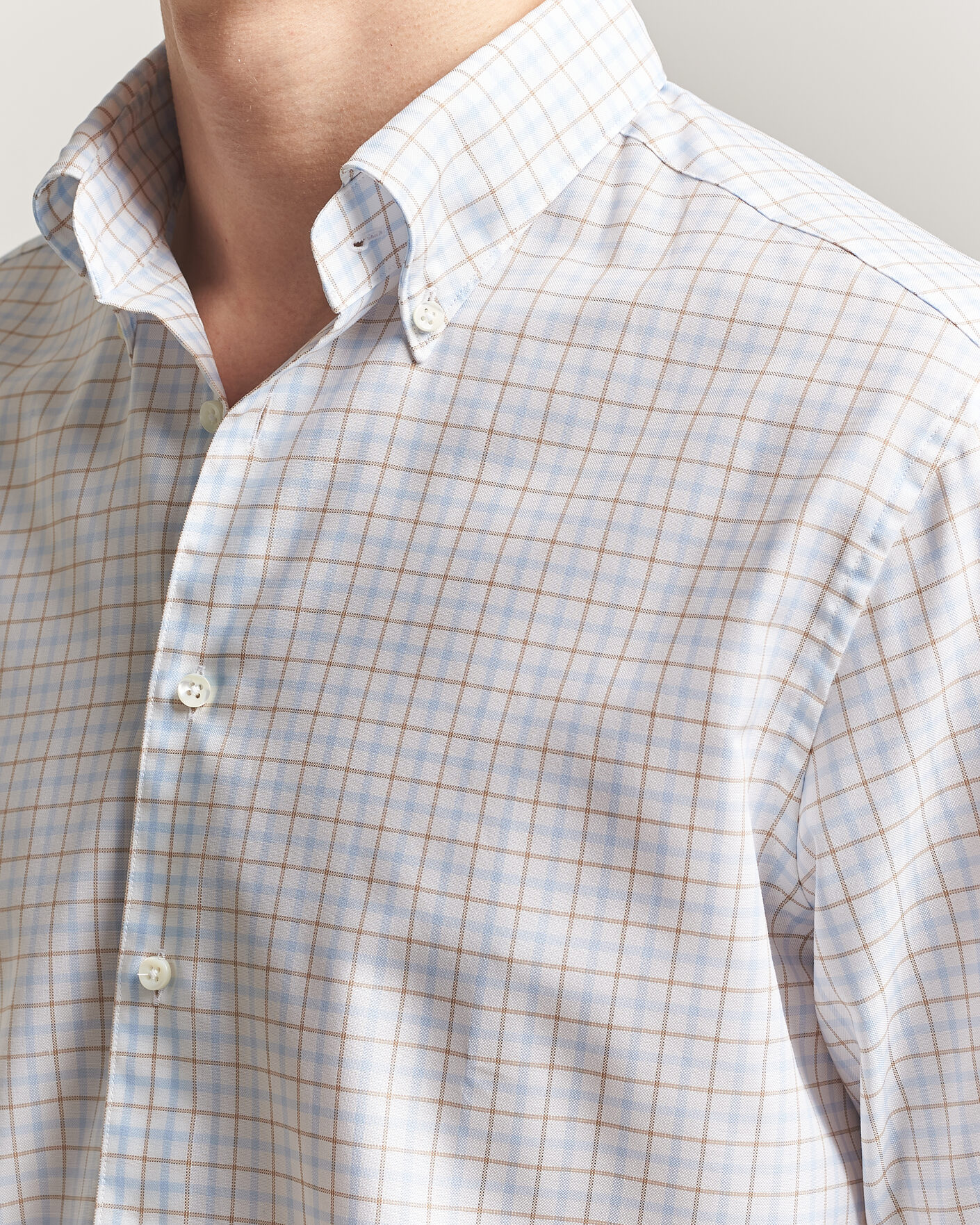 Men | Shirts | Stenströms | Regular Fit Checked Oxford Shirt Blue