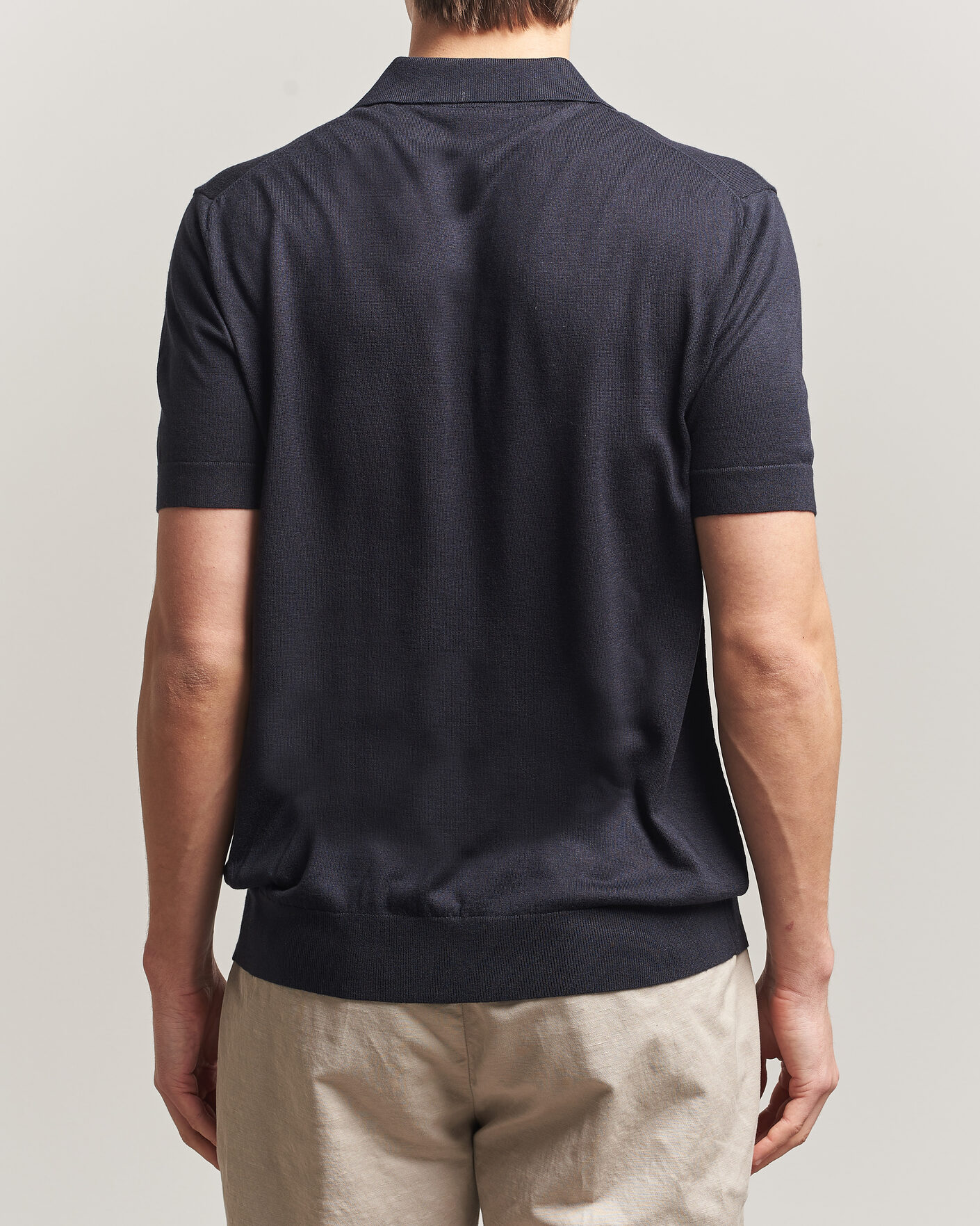 Men | Polo Shirts | Stenströms | Silk/Cashmere Polo Navy
