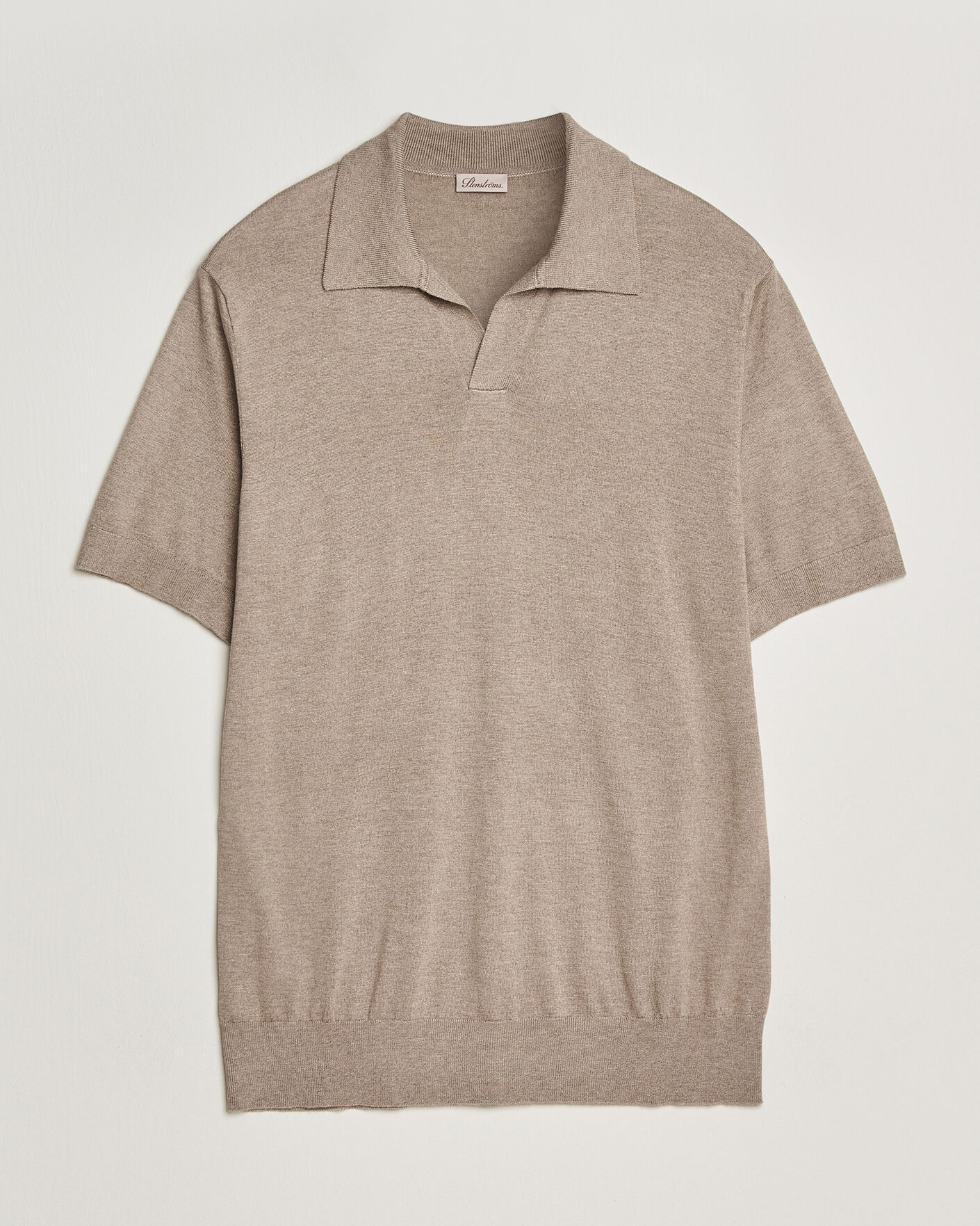 Men | Polo Shirts | Stenströms | Silk/Cashmere Polo Taupe