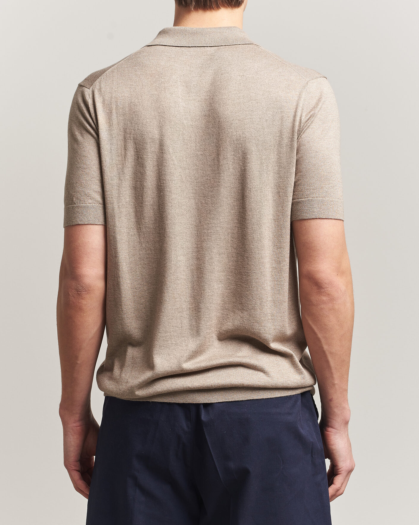 Men | Polo Shirts | Stenströms | Silk/Cashmere Polo Taupe