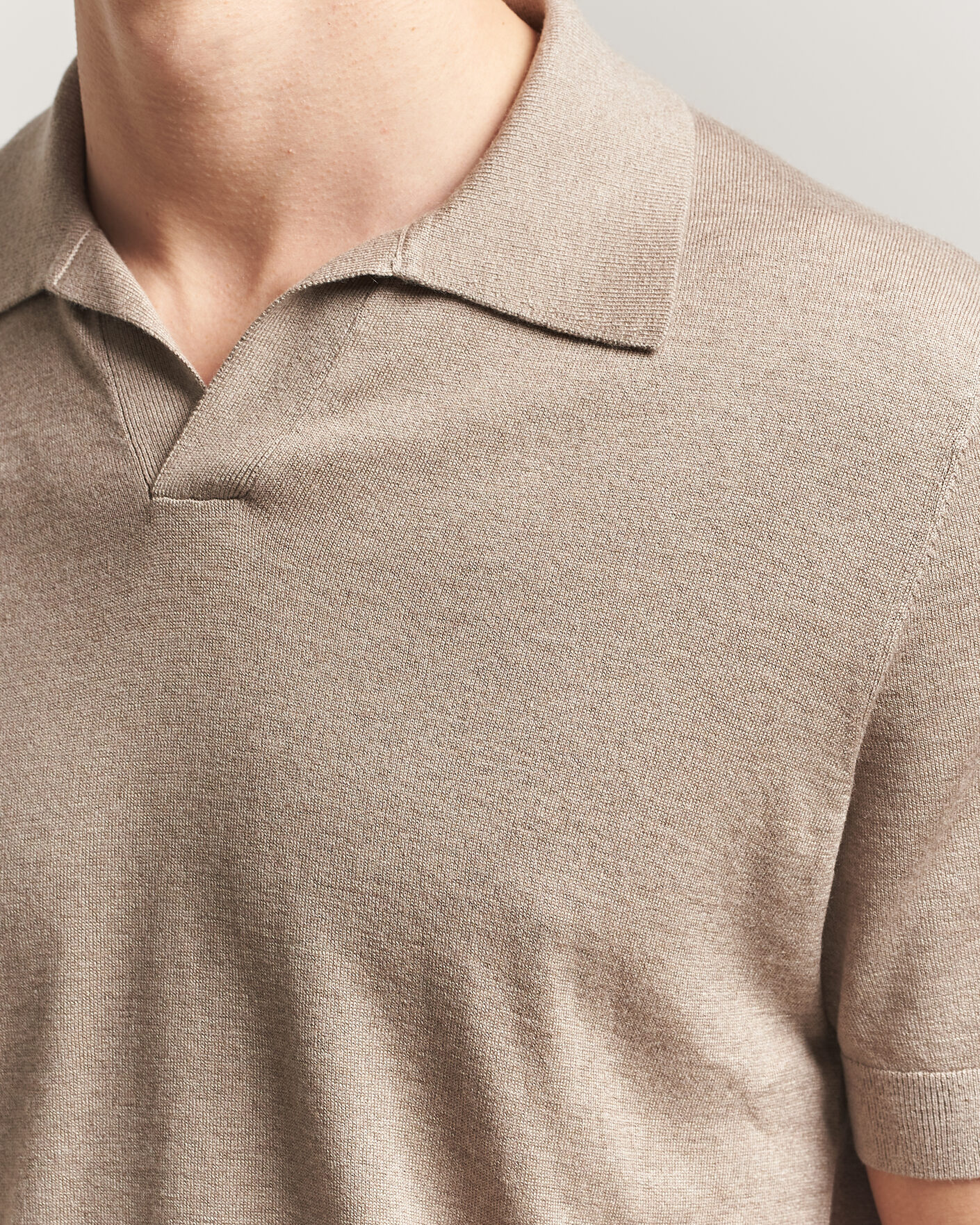 Men | Polo Shirts | Stenströms | Silk/Cashmere Polo Taupe