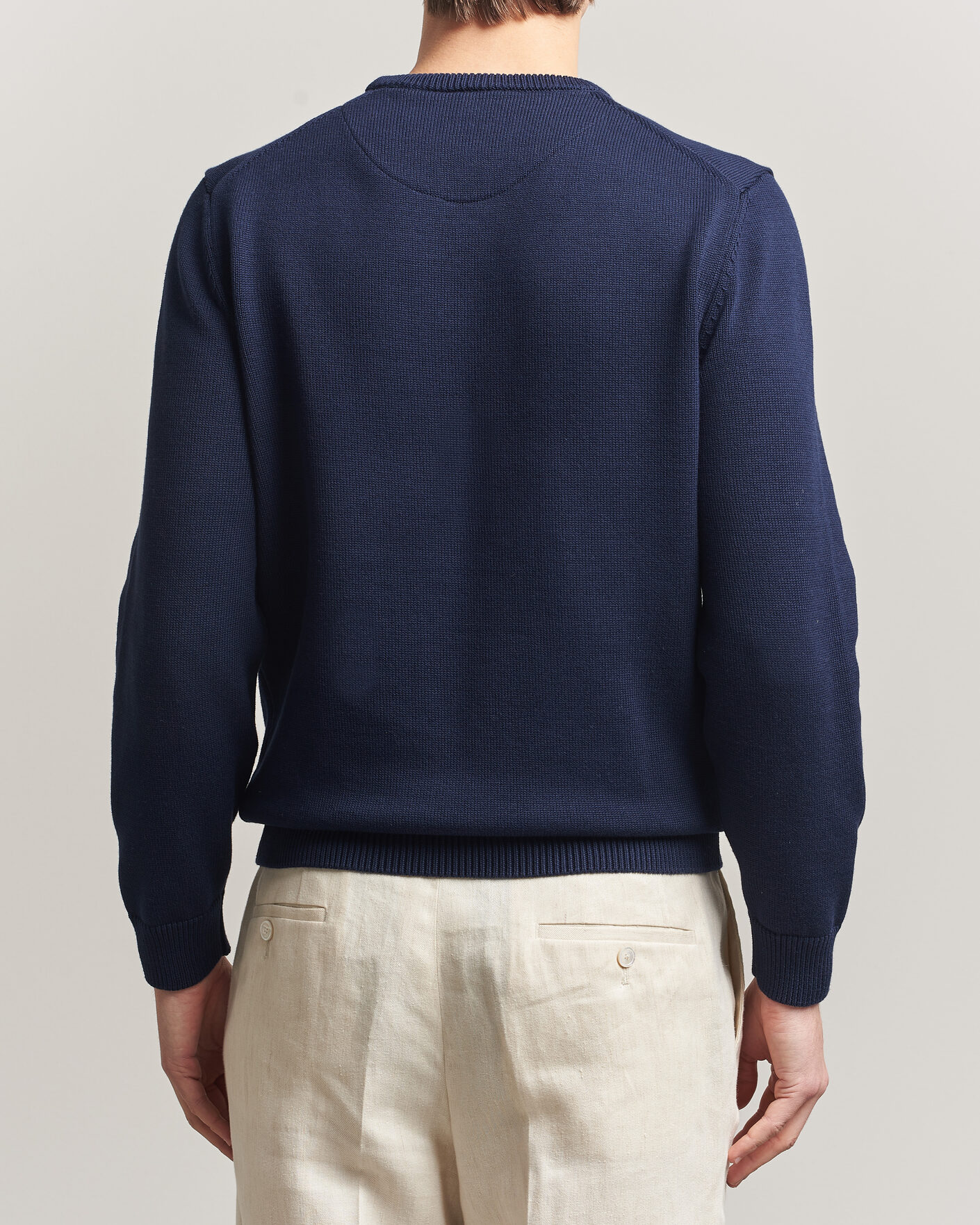 Men | Sweaters & Knitwear | Stenströms | Organic Cotton Knitted Sweater Navy