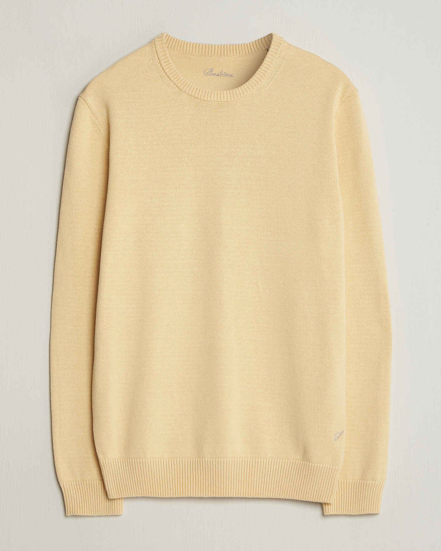 Men | Sweaters & Knitwear | Stenströms | Organic Cotton Knitted Sweater Light Yellow