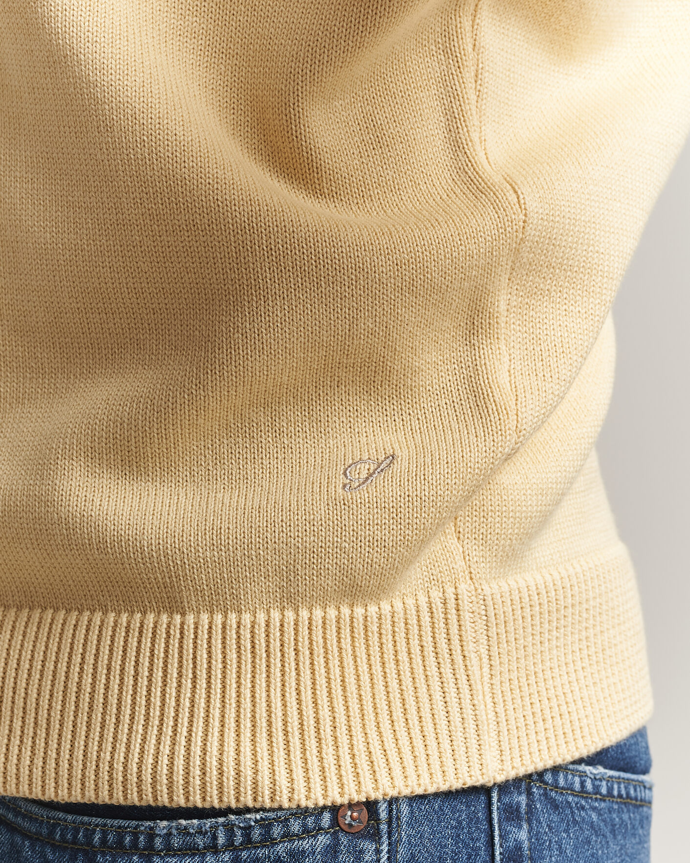 Men | Sweaters & Knitwear | Stenströms | Organic Cotton Knitted Sweater Light Yellow