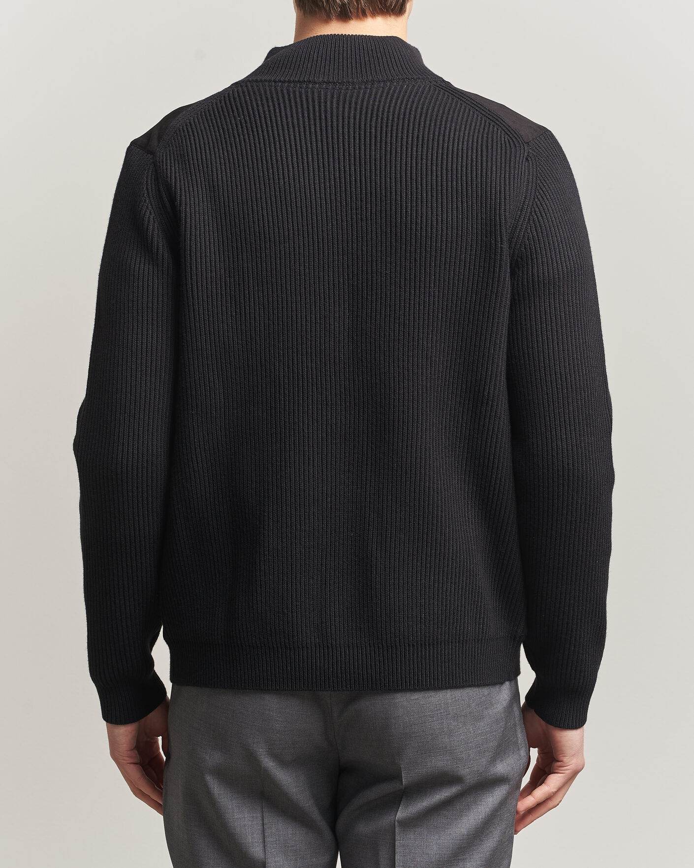 Men | Sweaters & Knitwear | Stenströms | Knitted Hybrid Buttoned Alcantara Cardigan Black