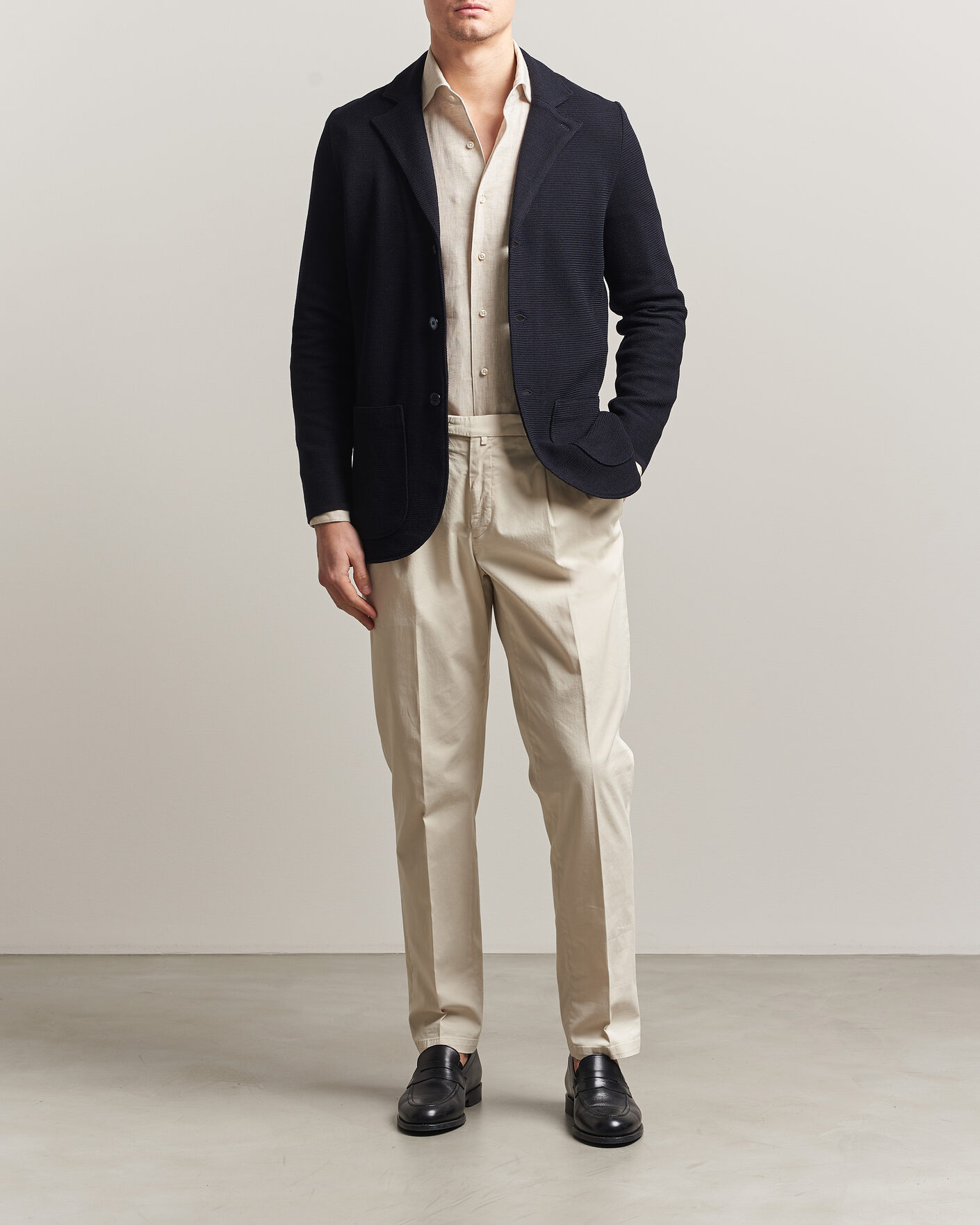 Men | Blazers | Stenströms | Milano Knitted Textured Blazer Navy
