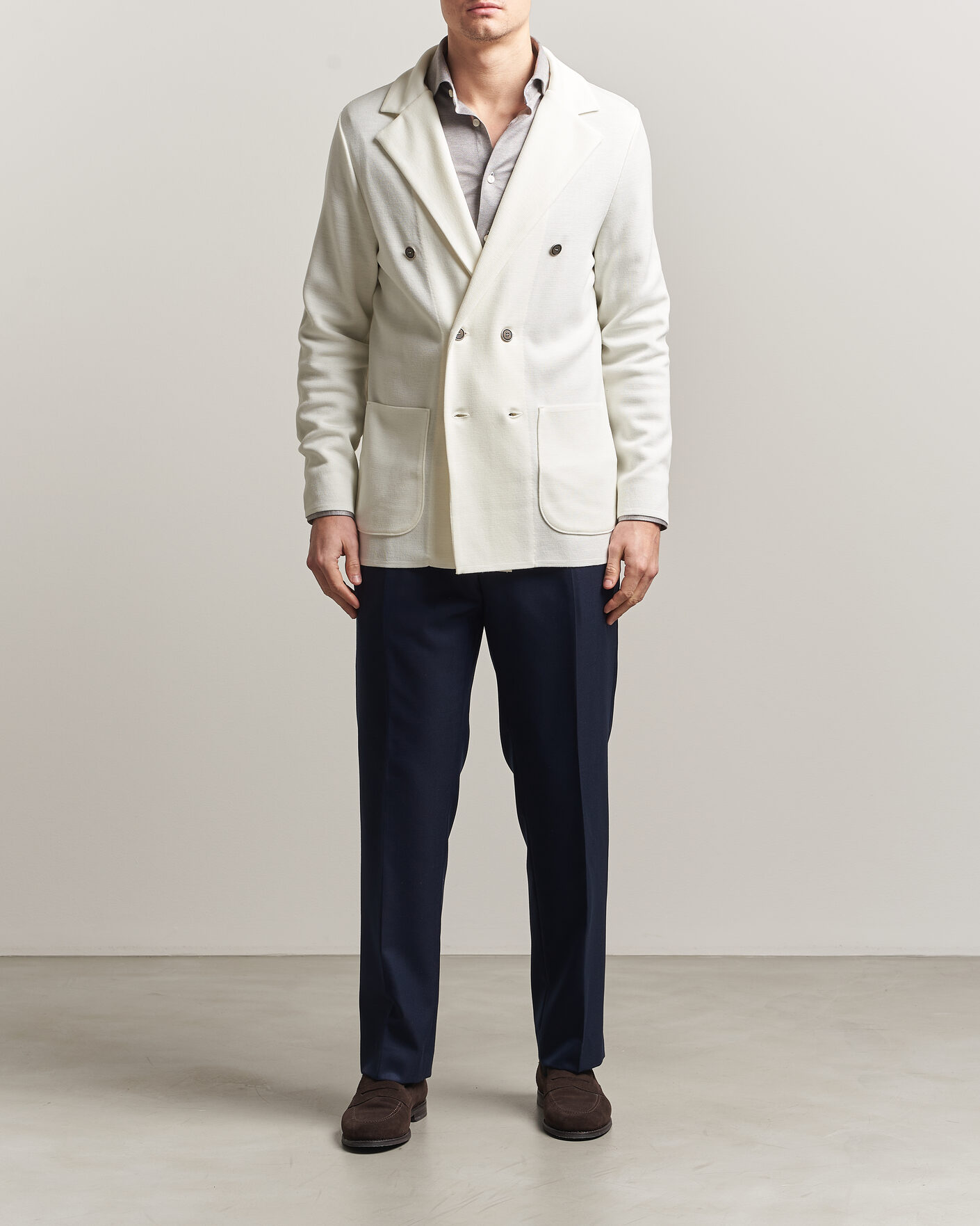 Men | Blazers | Stenströms | Milano Knitted DB Textured Blazer White