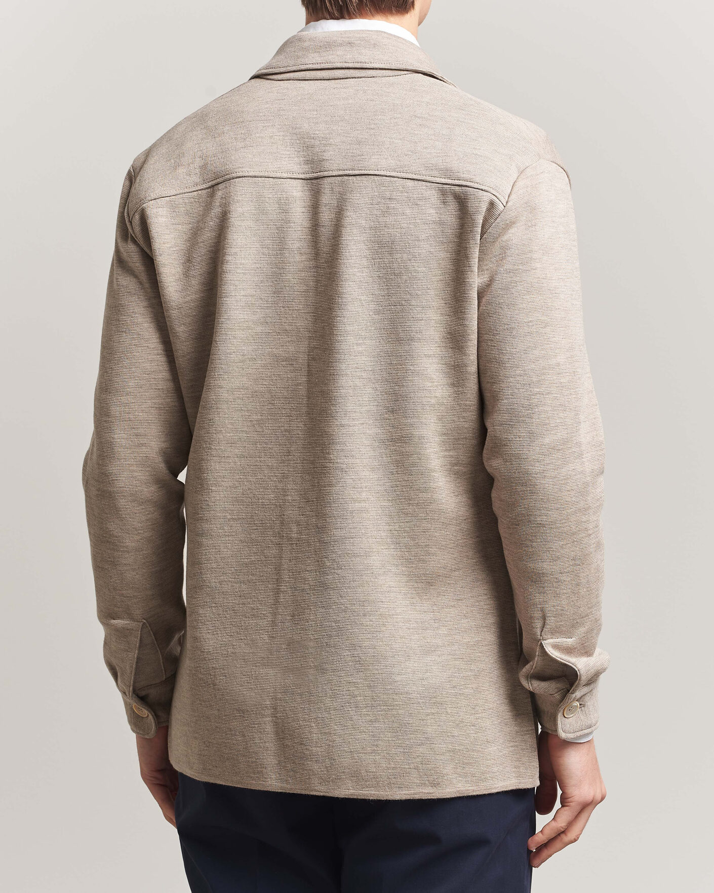 Men | Sweaters & Knitwear | Stenströms | Milano Knitted Merino Overshirt Beige