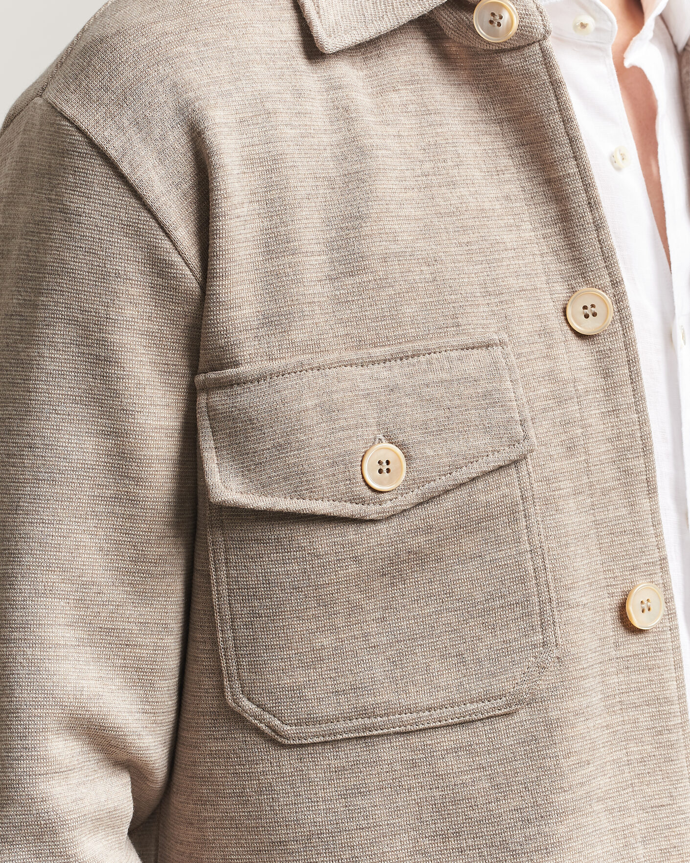 Men | Sweaters & Knitwear | Stenströms | Milano Knitted Merino Overshirt Beige