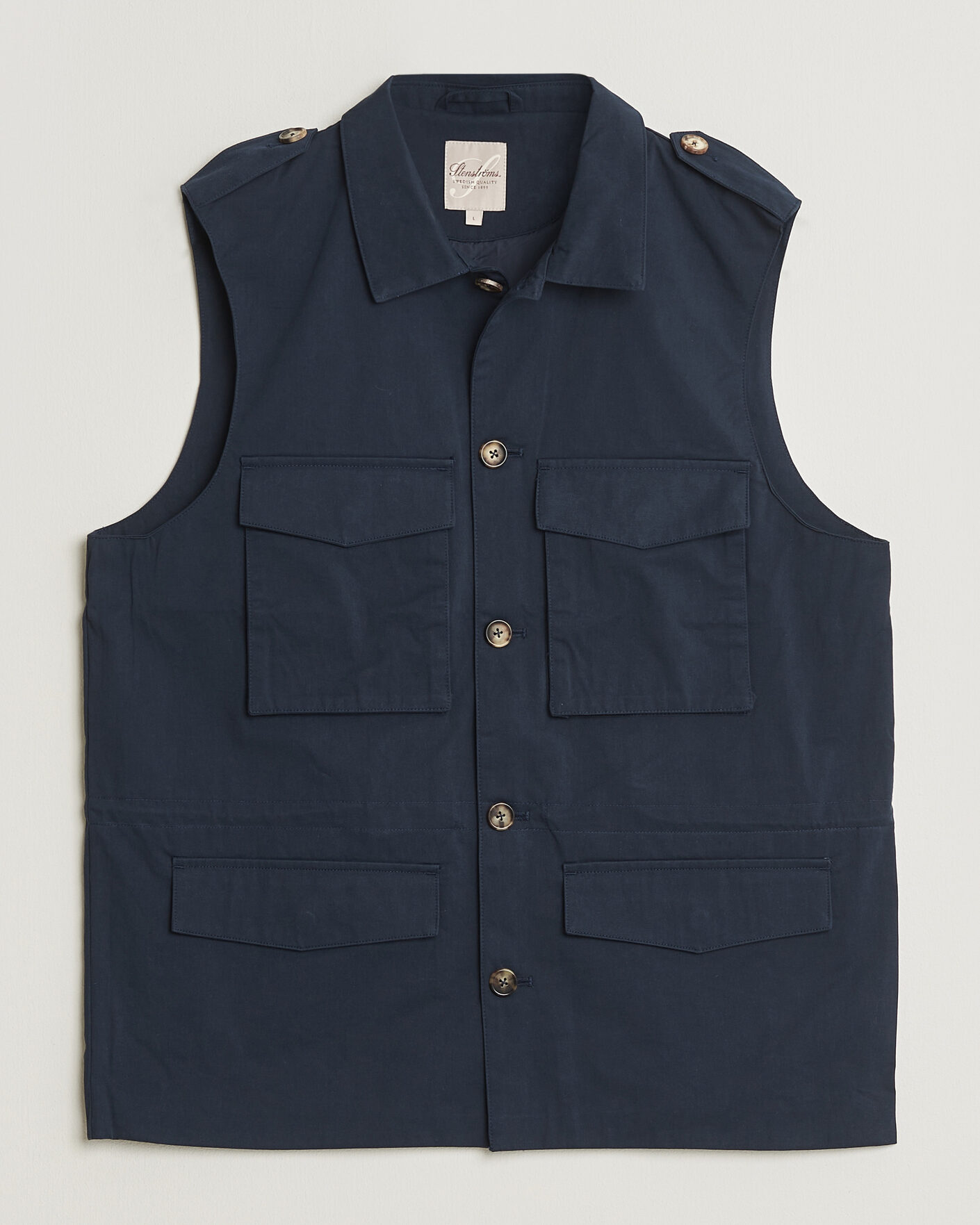 Men | Gilets | Stenströms | Cotton  Twill Vest Navy