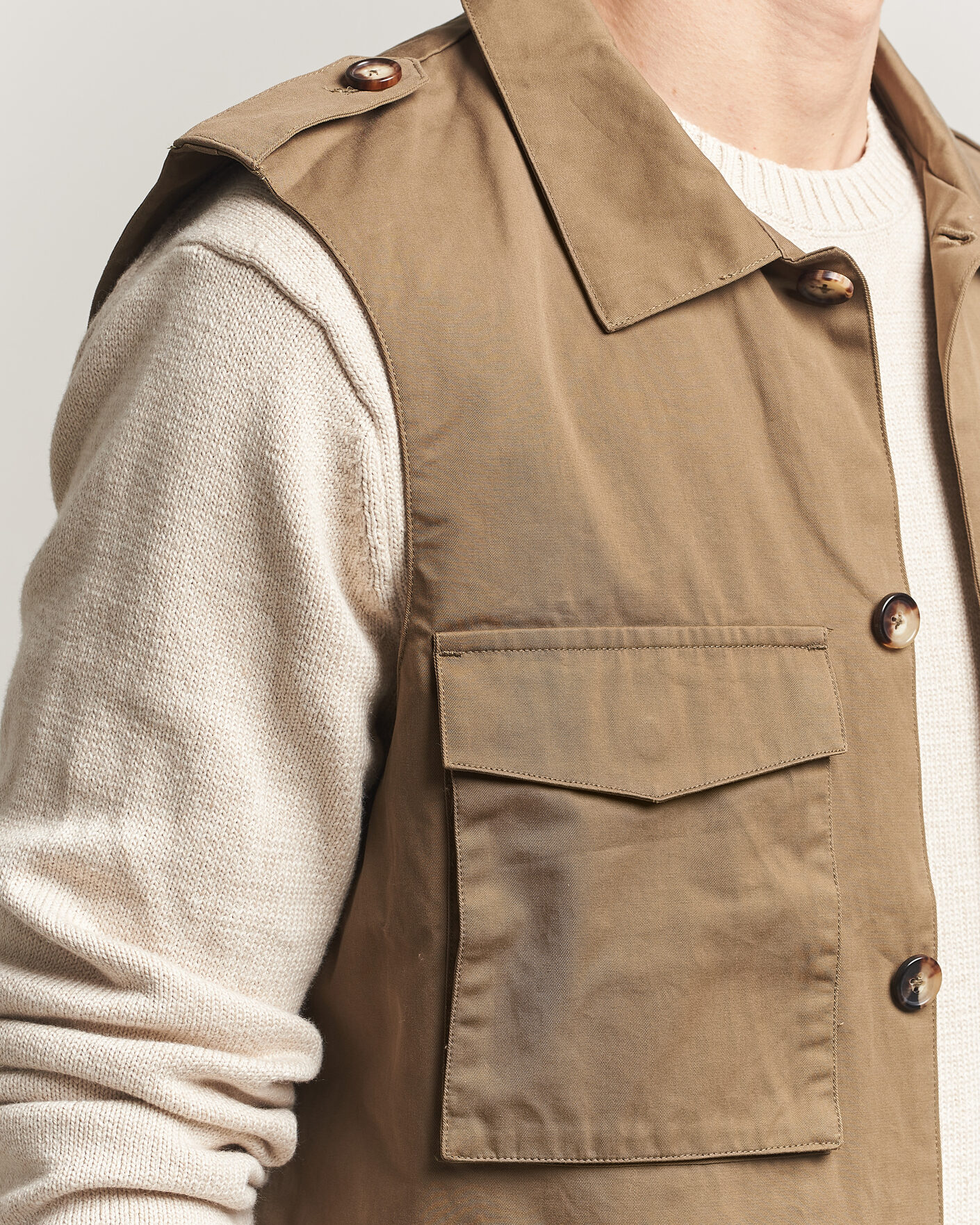 Men | Gilets | Stenströms | Cotton Twill Vest Olive