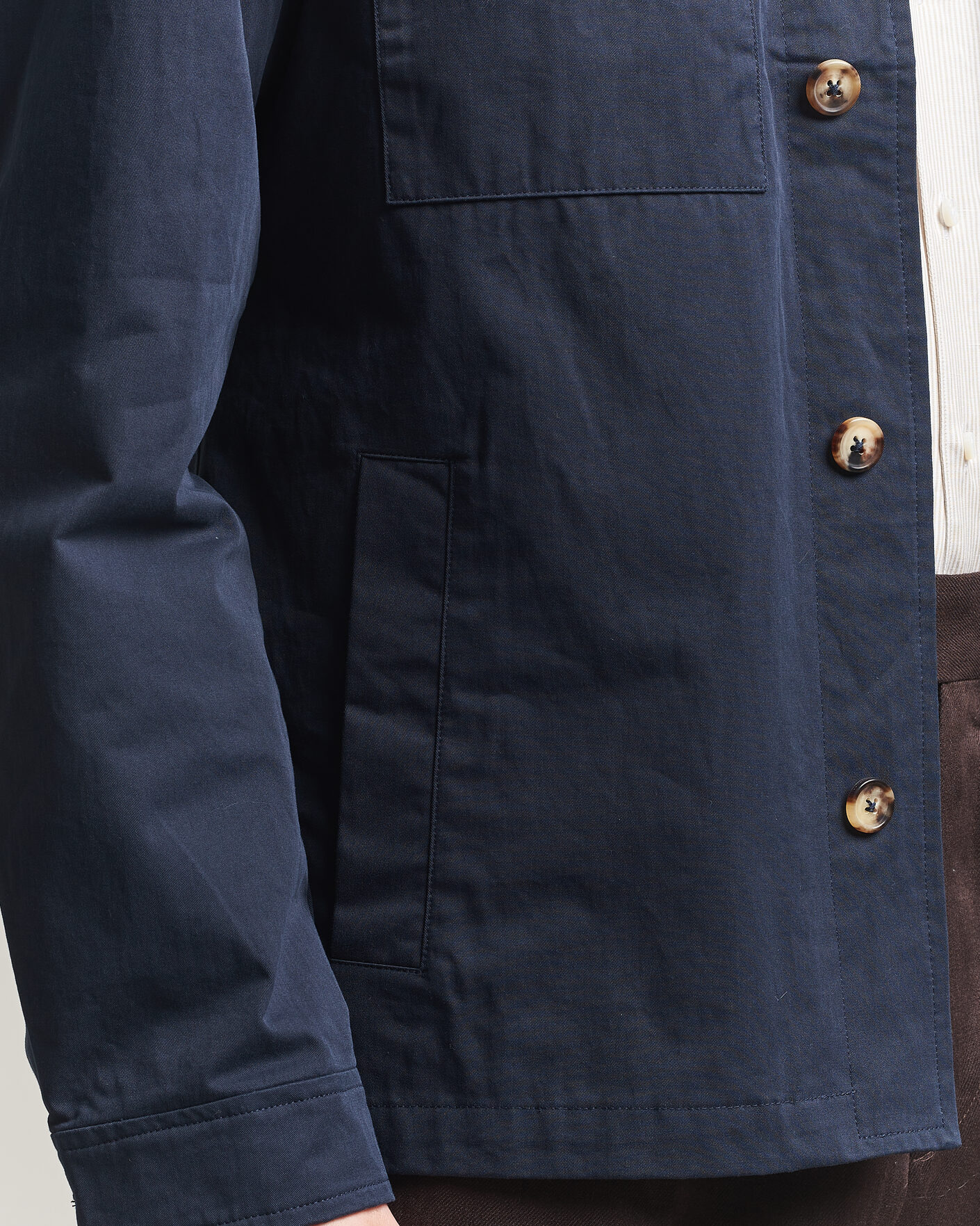 Men | Coats & Jackets | Stenströms | Cotton Twill Overshirt Navy
