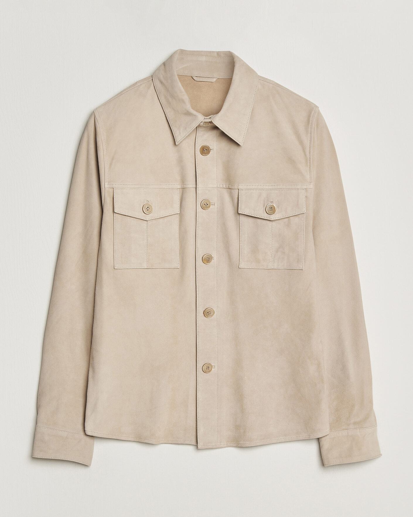 Men | Coats & Jackets | Stenströms | Suede Pocket Overshirt Beige