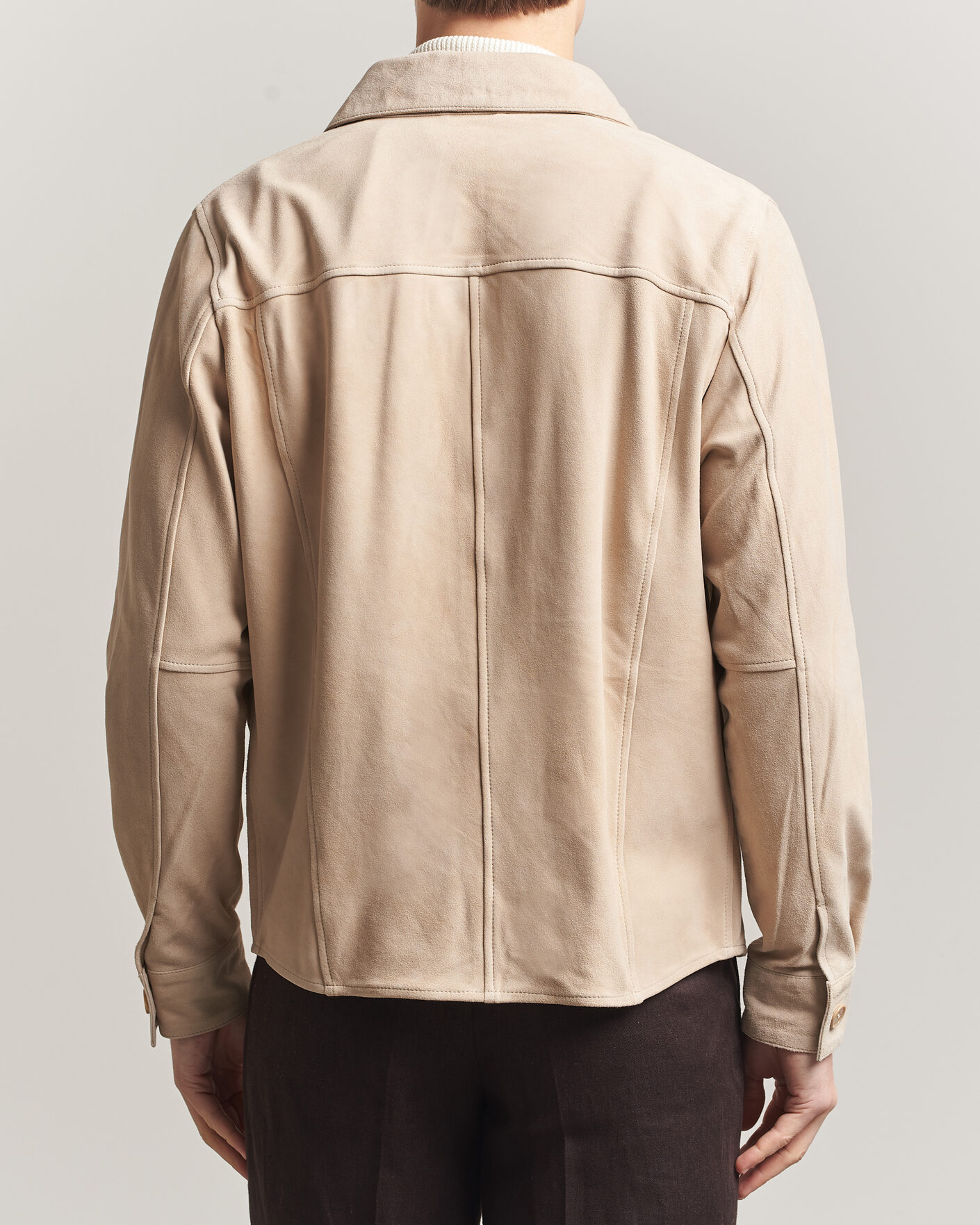 Men | Coats & Jackets | Stenströms | Suede Pocket Overshirt Beige