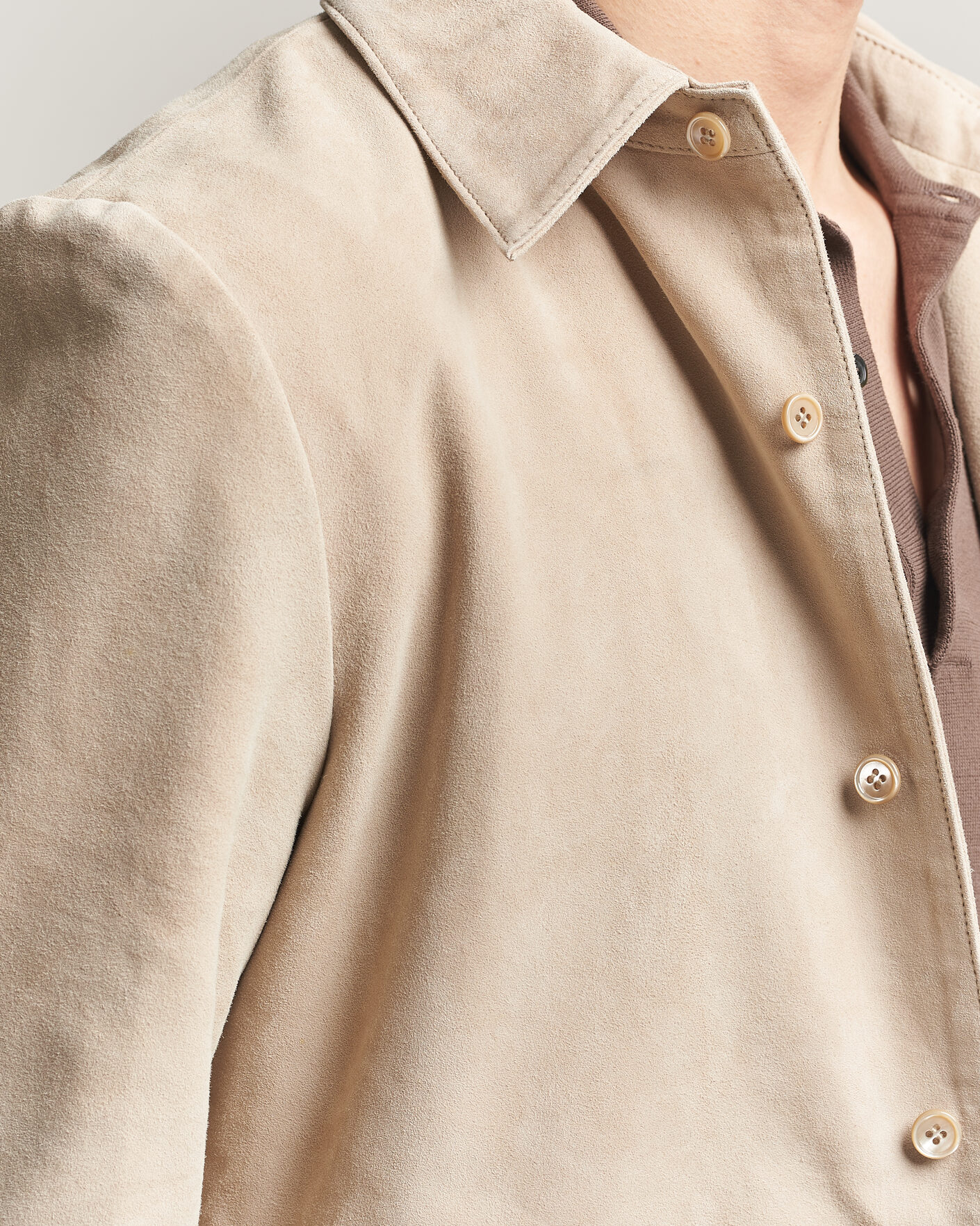 Men | Coats & Jackets | Stenströms | Suede Overshirt Beige