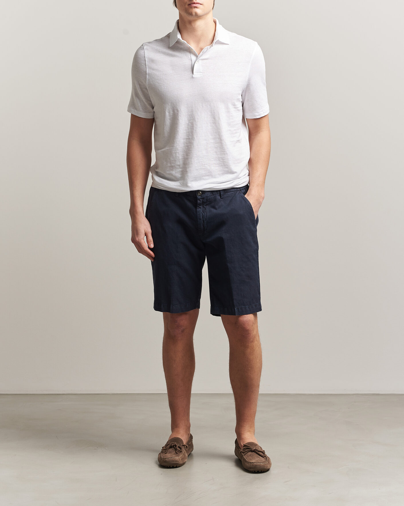 Men | Polo Shirts | Stenströms | Linen Polo Shirt White