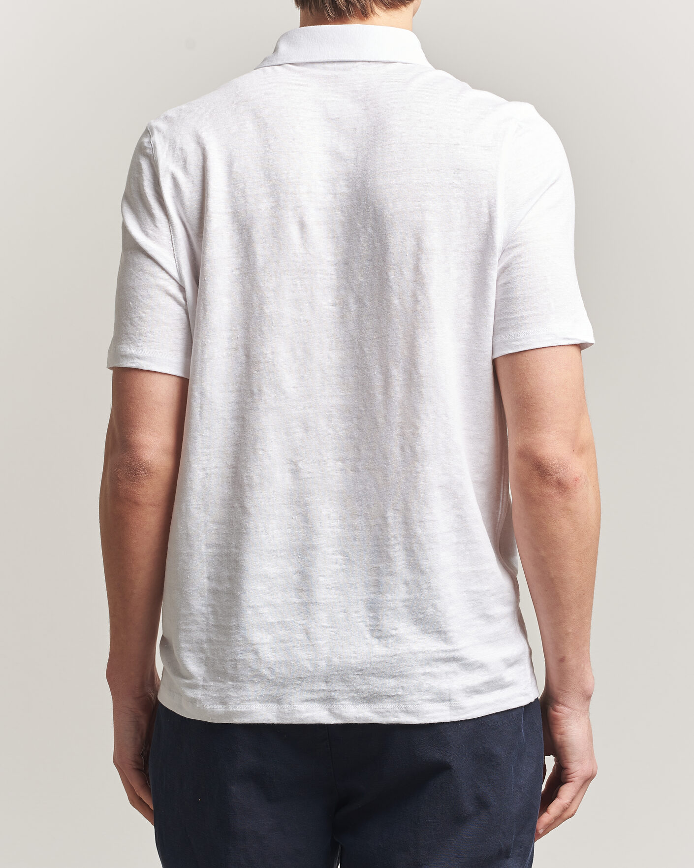 Men | Polo Shirts | Stenströms | Linen Polo Shirt White