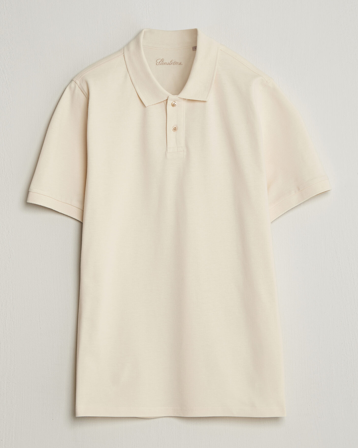 Men | Polo Shirts | Stenströms | Organic Cotton Piquet Polo Shirt Beige